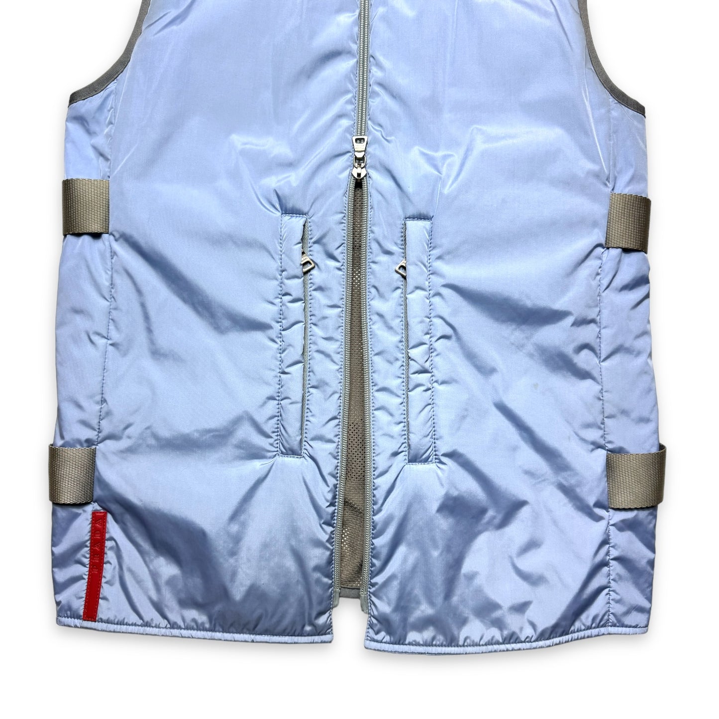 SS99' Prada Sport Baby Blue Padded Nylon Bondage Strap Vest - Medium