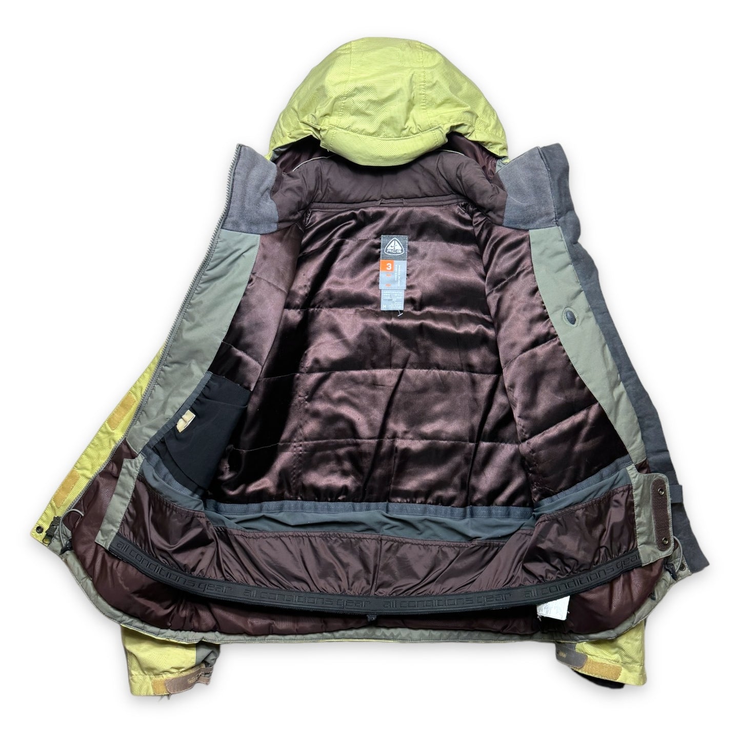Early 2000's Nike ACG Washed Lime Green Padded Jacket - Small / Medium