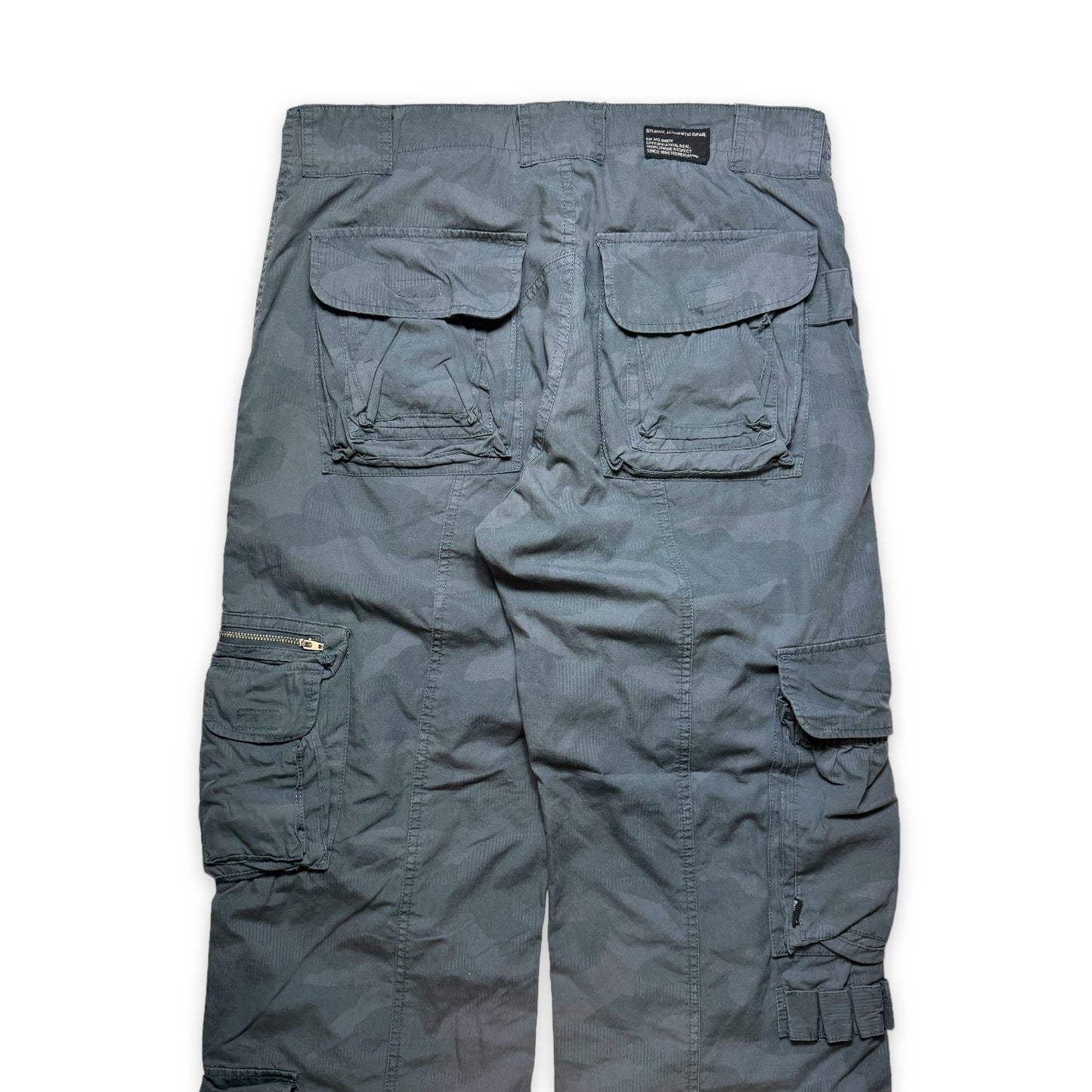 Early 2000's Stüssy Grey Camo Multi Pocket Cargo Pant