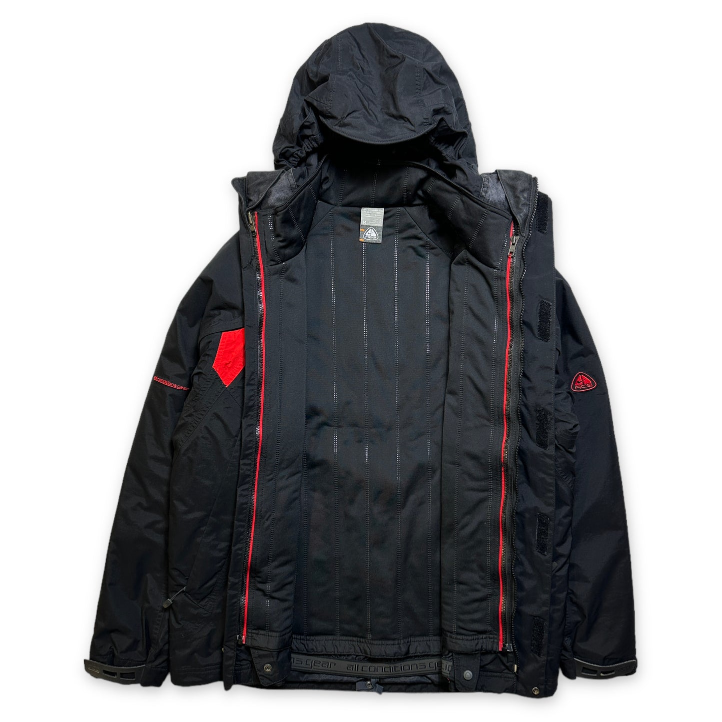 Early 2000's Nike ACG Black/Red 2in1 Padded Jacket - Medium