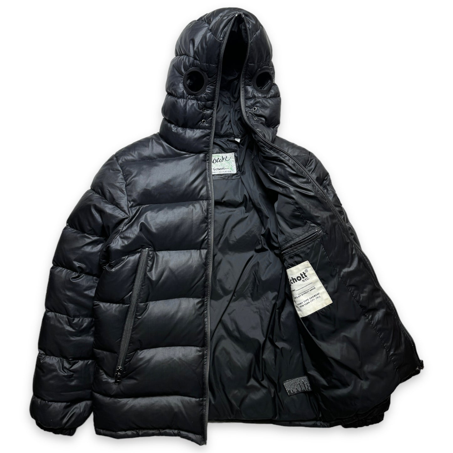 2000 年代初頭 Schott NYC パッド入りフルジップ フェイス マスク ジャケット - M
