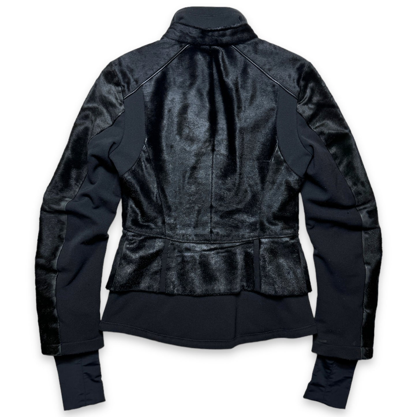 Début des années 2000 Prada Mainline Dyed Kid Fur Jet Black Jacket - Femmes 6-8