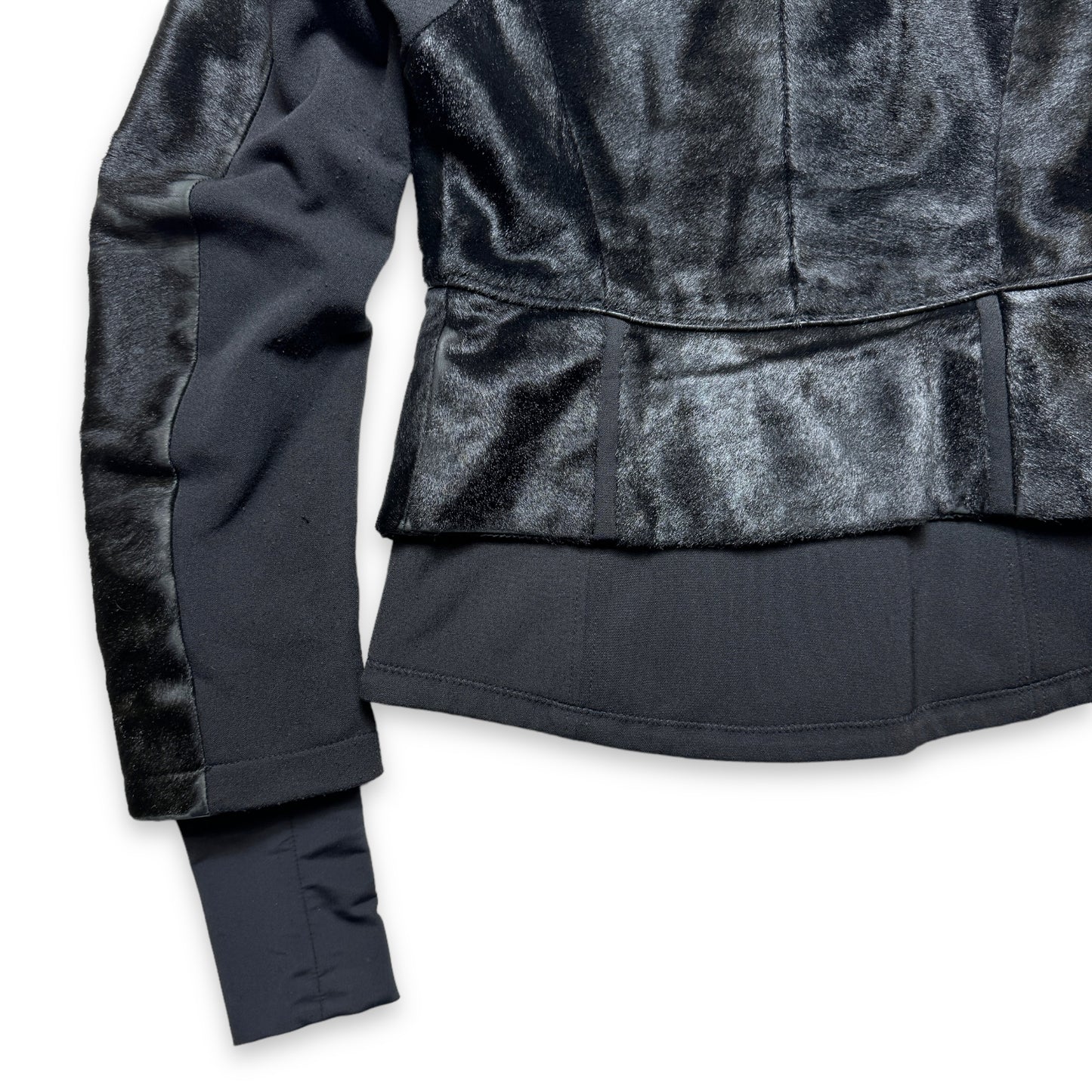 Début des années 2000 Prada Mainline Dyed Kid Fur Jet Black Jacket - Femmes 6-8