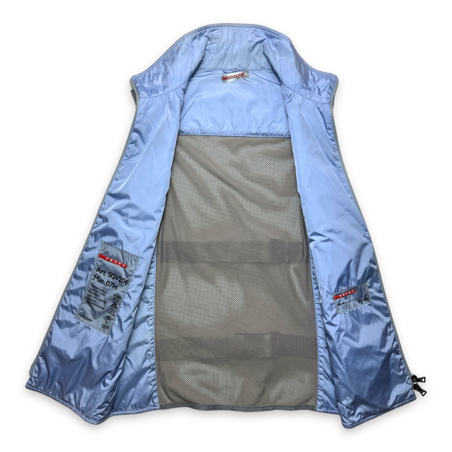 SS99' Prada Sport Baby Blue Padded Nylon Bondage Strap Vest - Medium