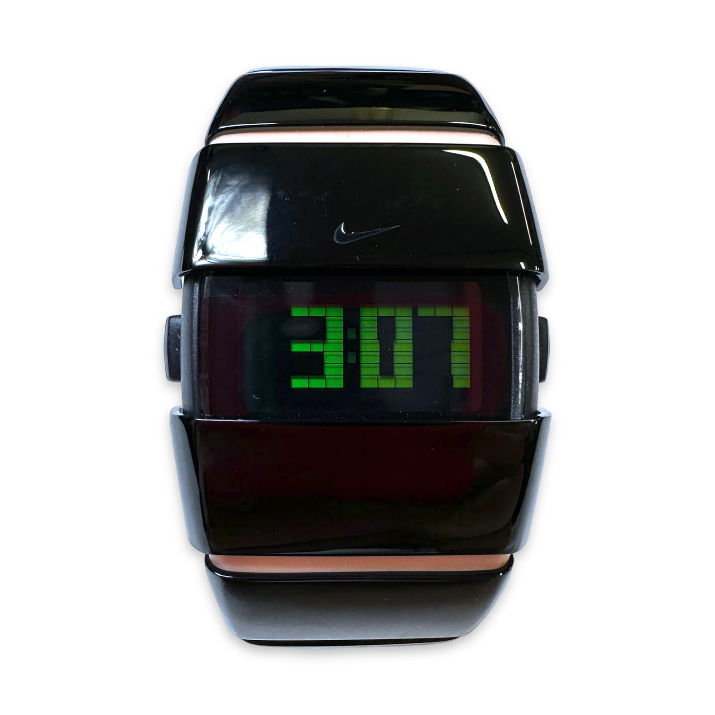 Early 2000's Nike D-Line Black/Baby Pink Stainless-Steel Digital Watch
