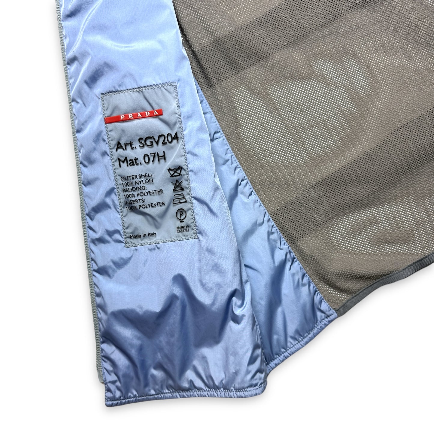 SS99' Prada Sport Baby Blue Padded Nylon Bondage Strap Vest - Medium