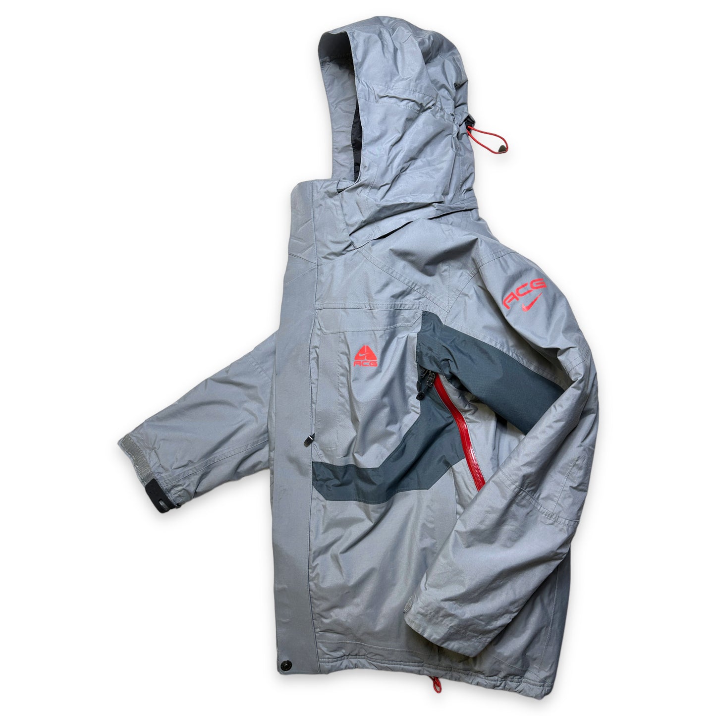 Early 2000's Nike ACG Grey/Red Ventilation Padded Jacket - Large / Extra Large