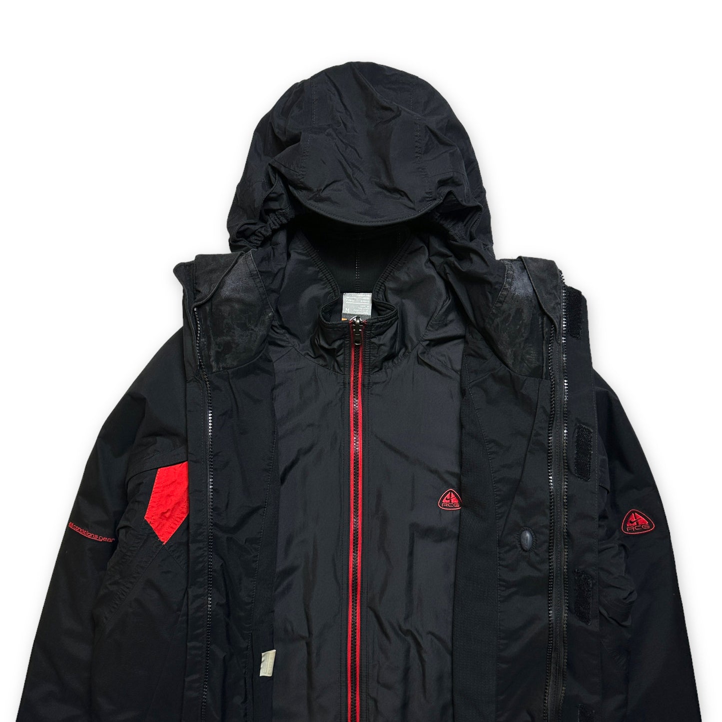 Early 2000's Nike ACG Black/Red 2in1 Padded Jacket - Medium