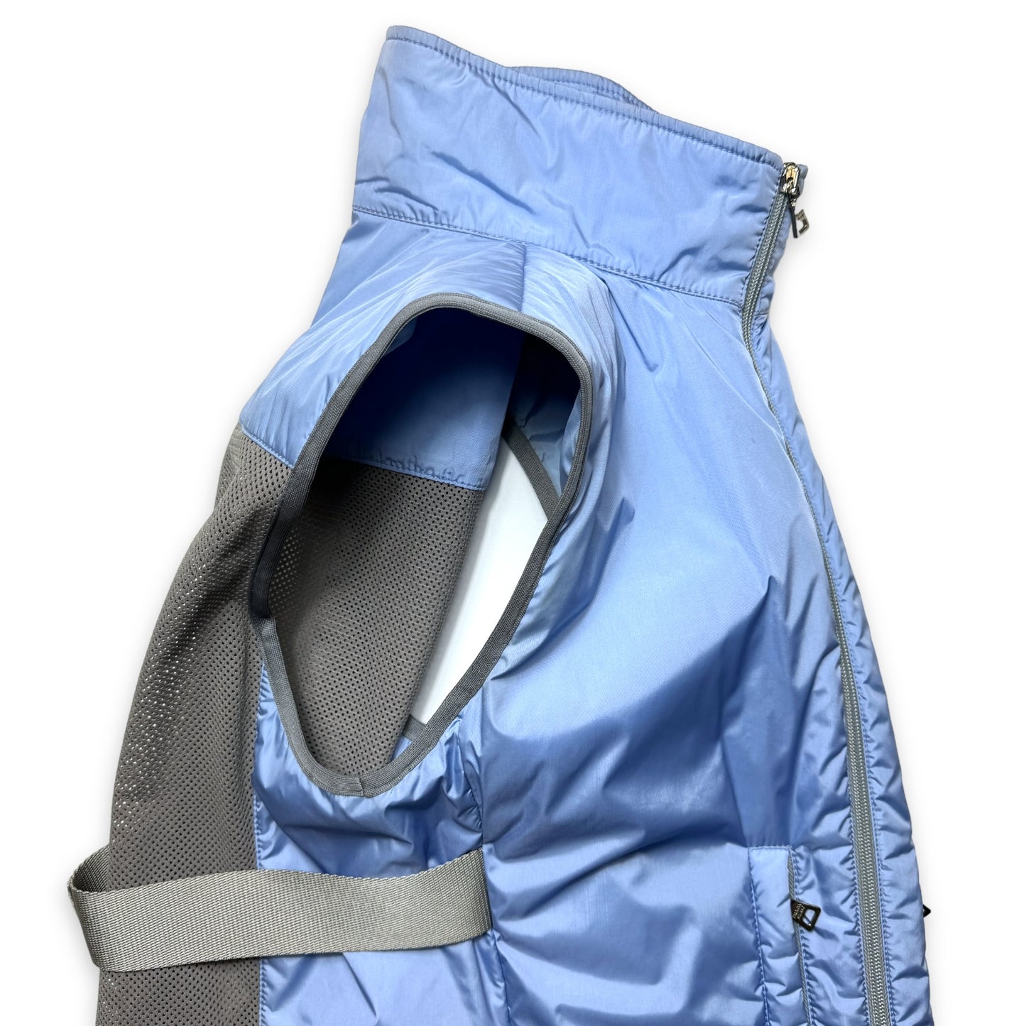 SS99' Prada Sport Baby Blue Padded Nylon Bondage Strap Vest - Medium