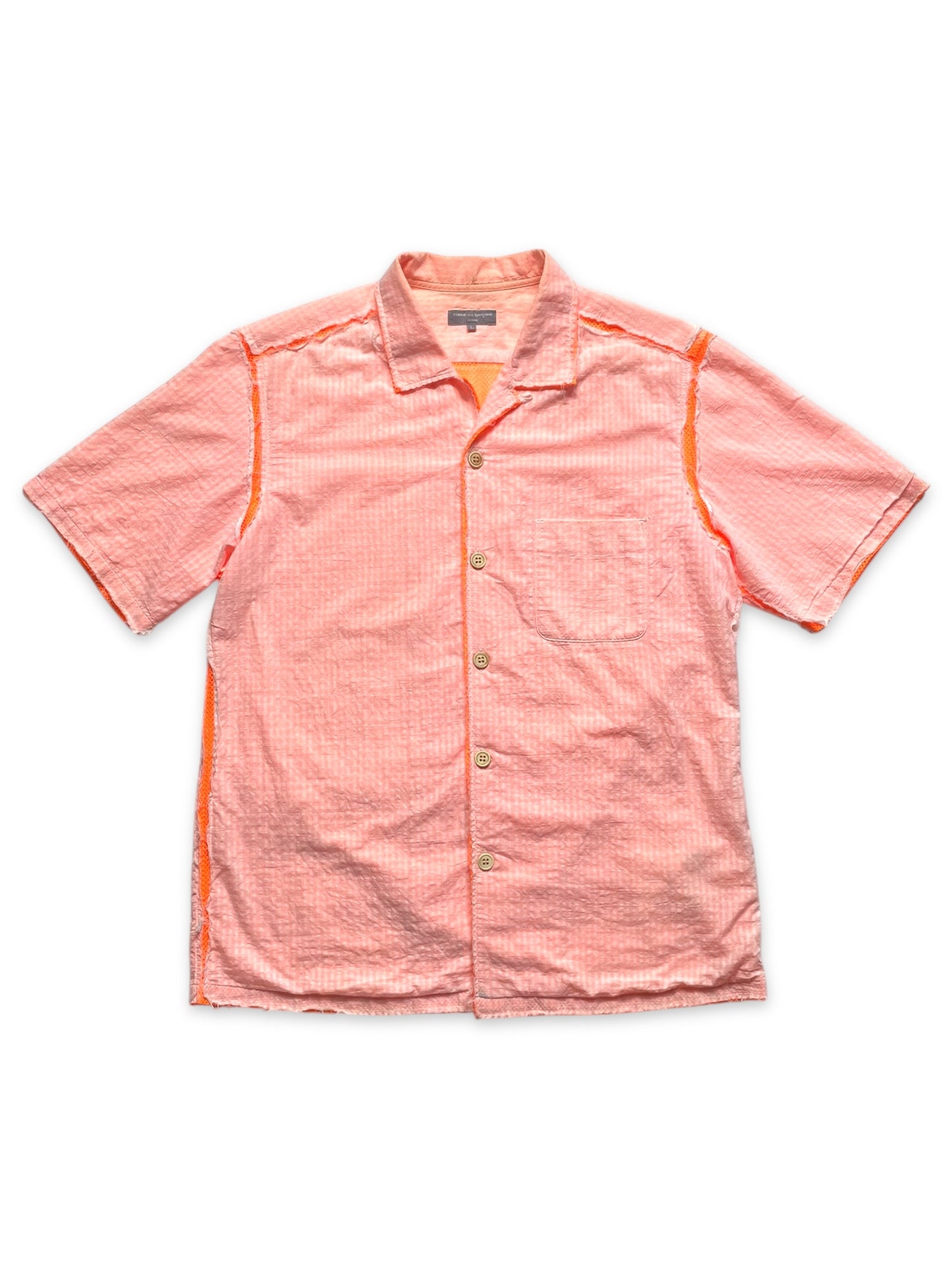 2003 Comme Des Garcons Exposed Mesh Seam Short Sleeve Shirt