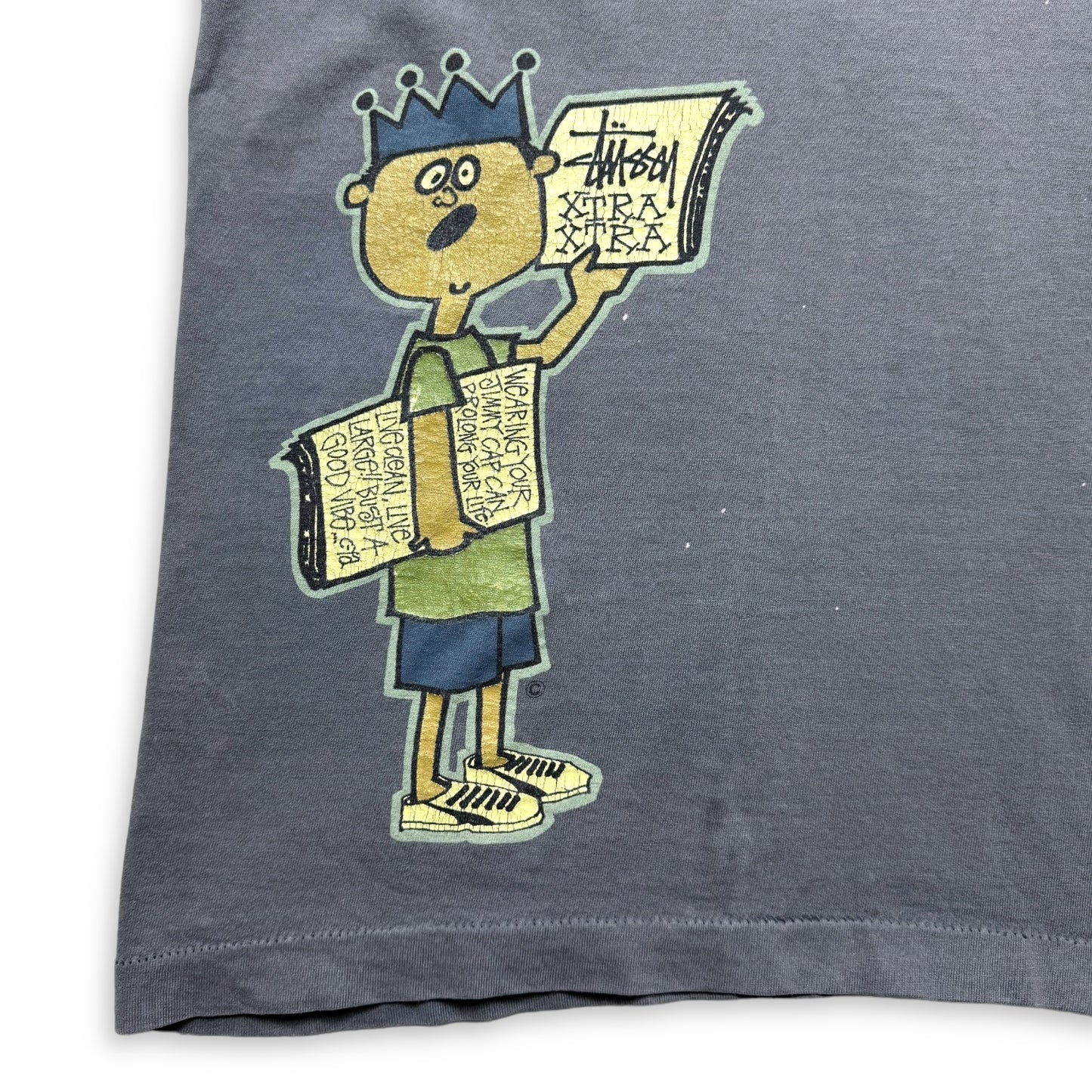 Late 90's Stüssy Washed Grey Xtra Tee
