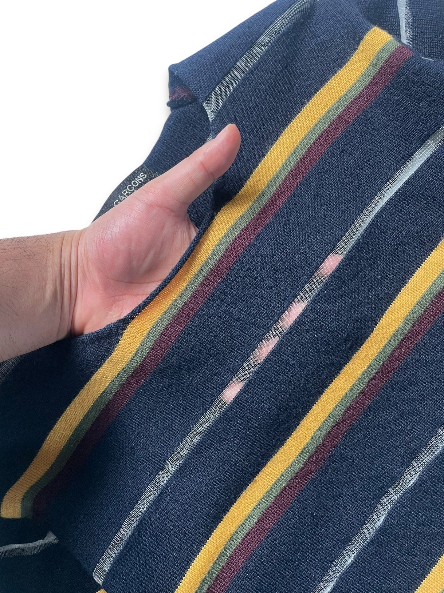 SS04' Comme Des Garcons Homme Plus Striped Transparent Knit