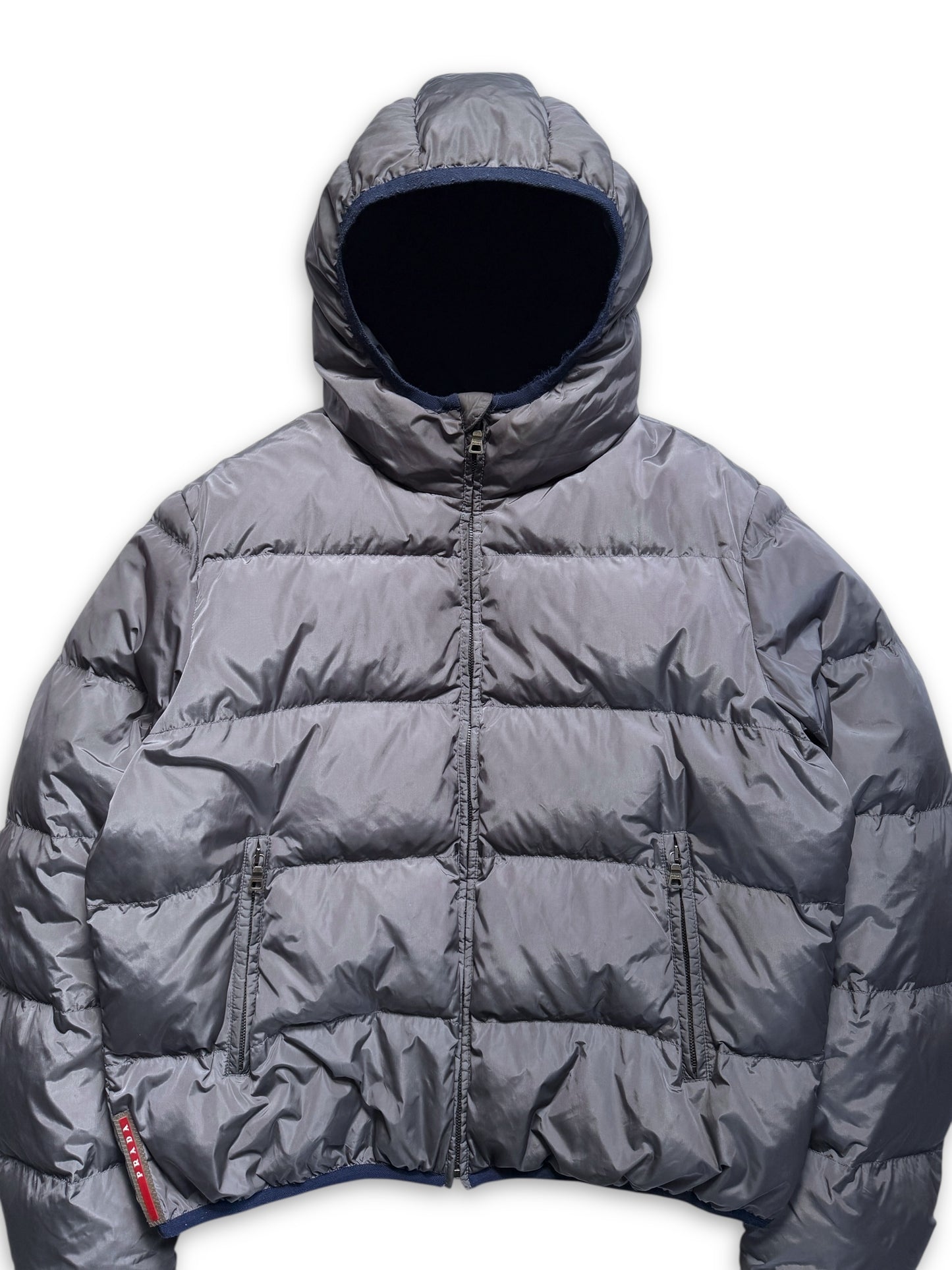 Early 2000's Prada Linea Rossa Gun Metal Grey Puffer Jacket