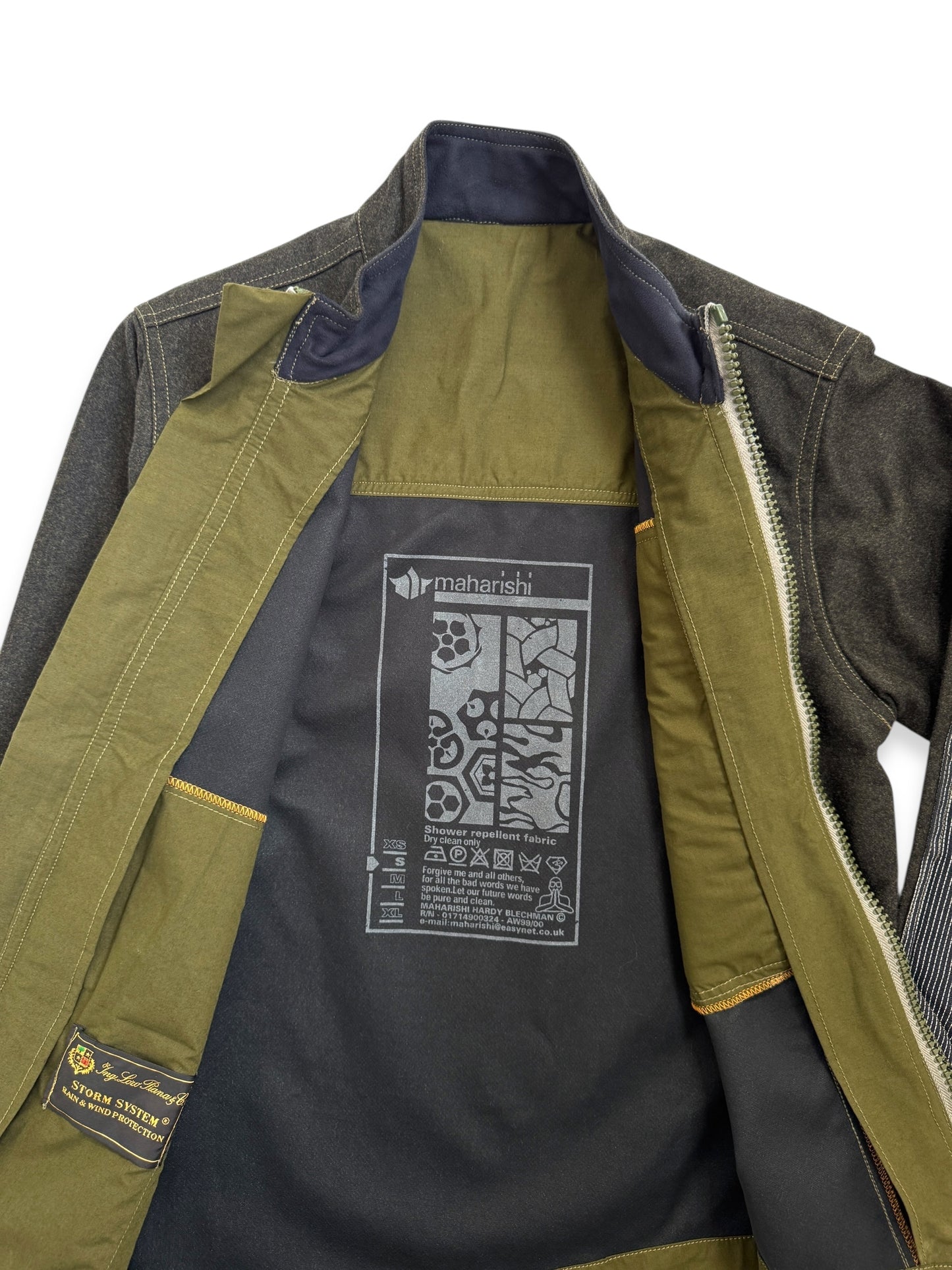 1999 Maharishi Loro Piana Storm System Wool 3M Reflective Curved Hem Jacket