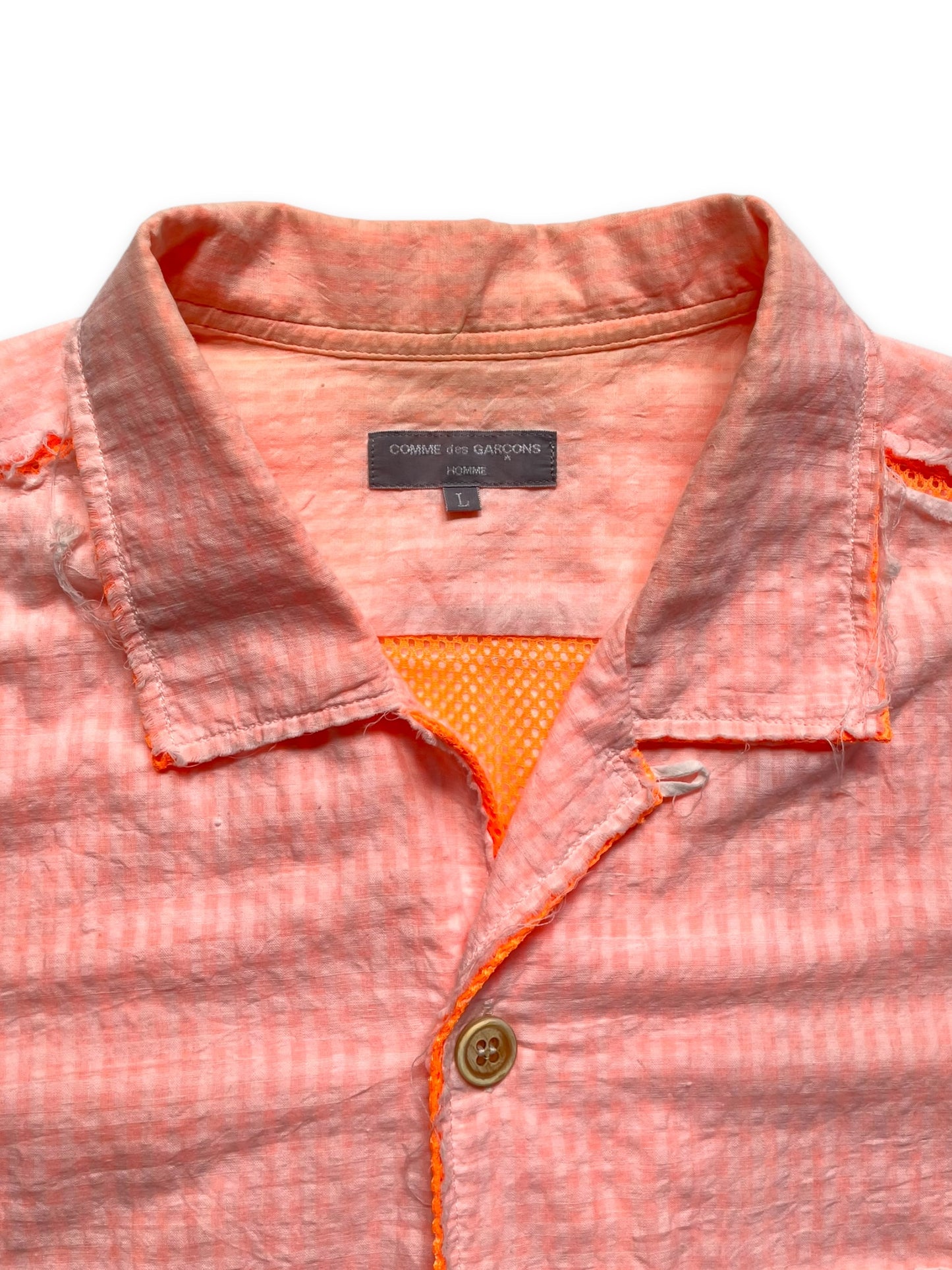 2003 Comme Des Garcons Exposed Mesh Seam Short Sleeve Shirt