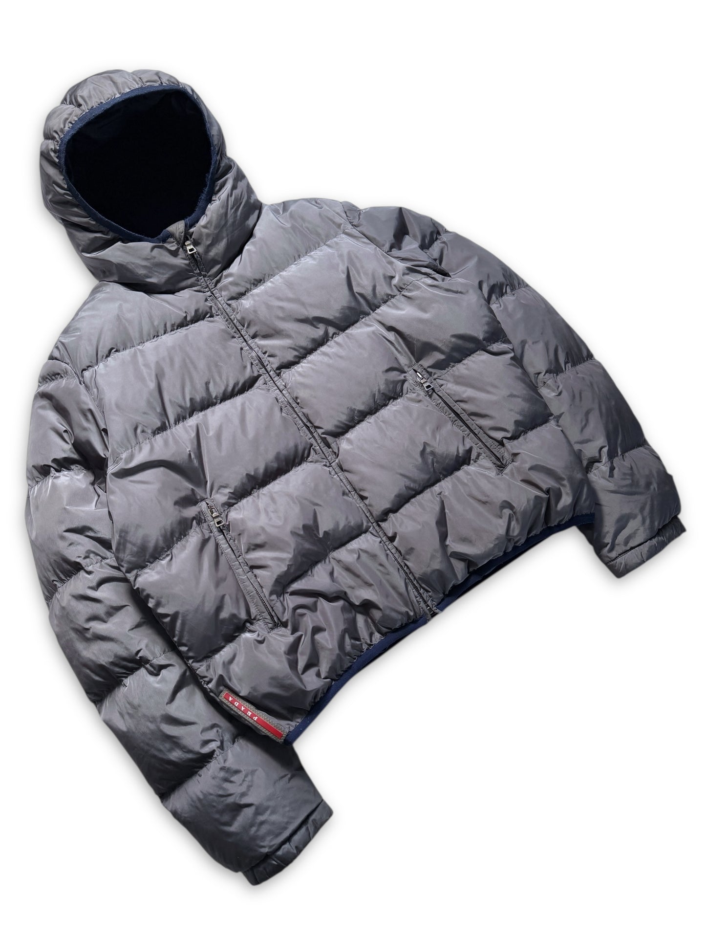 Early 2000's Prada Linea Rossa Gun Metal Grey Puffer Jacket