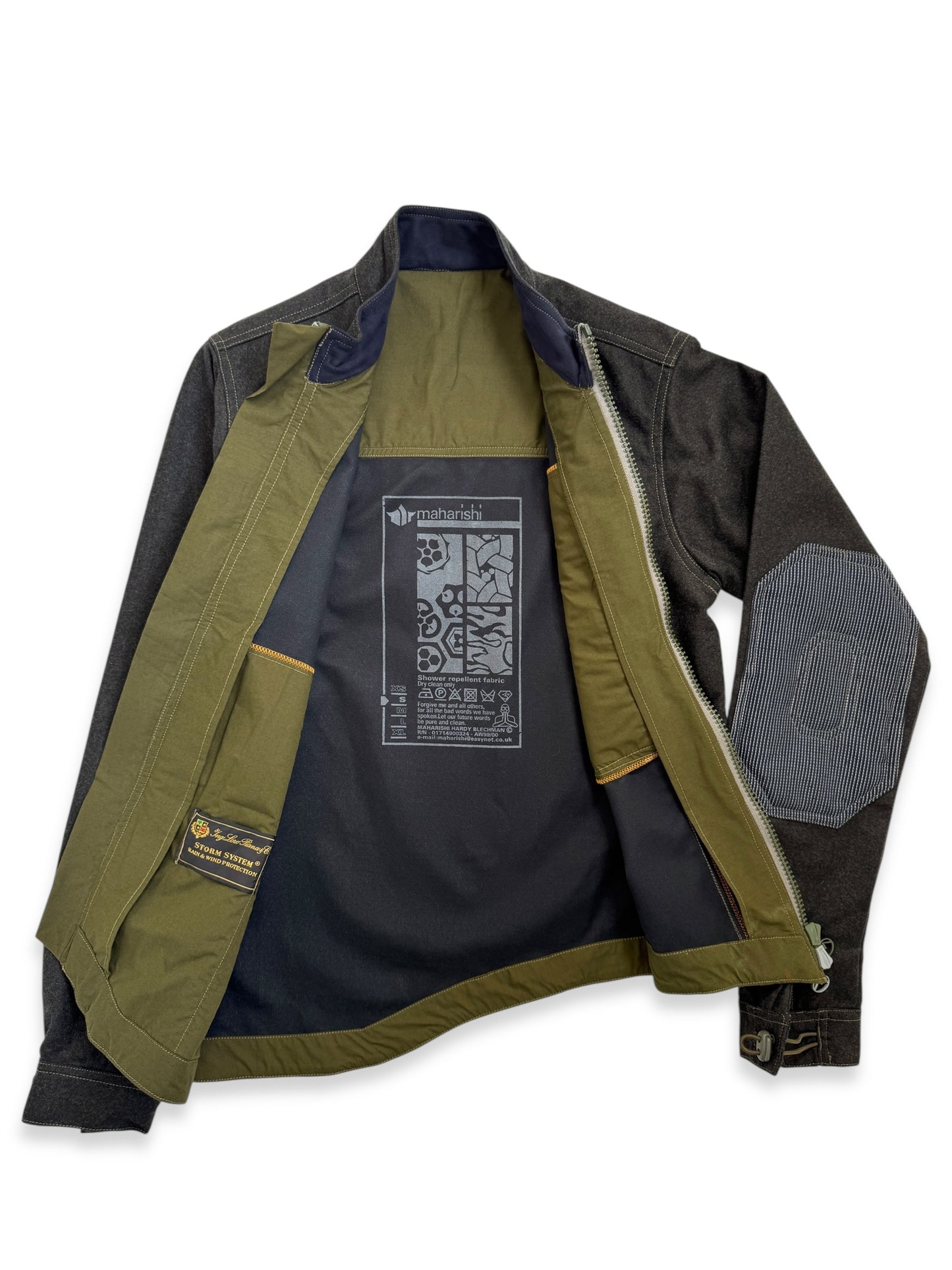 1999 Maharishi Loro Piana Storm System Wool 3M Reflective Curved Hem Jacket