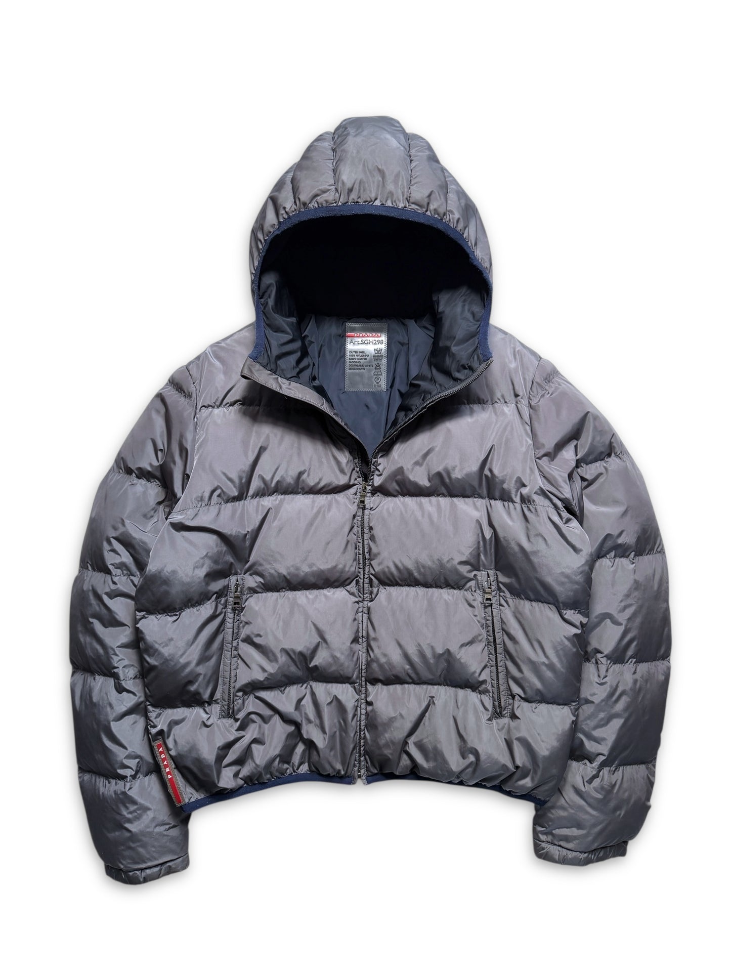 Early 2000's Prada Linea Rossa Gun Metal Grey Puffer Jacket