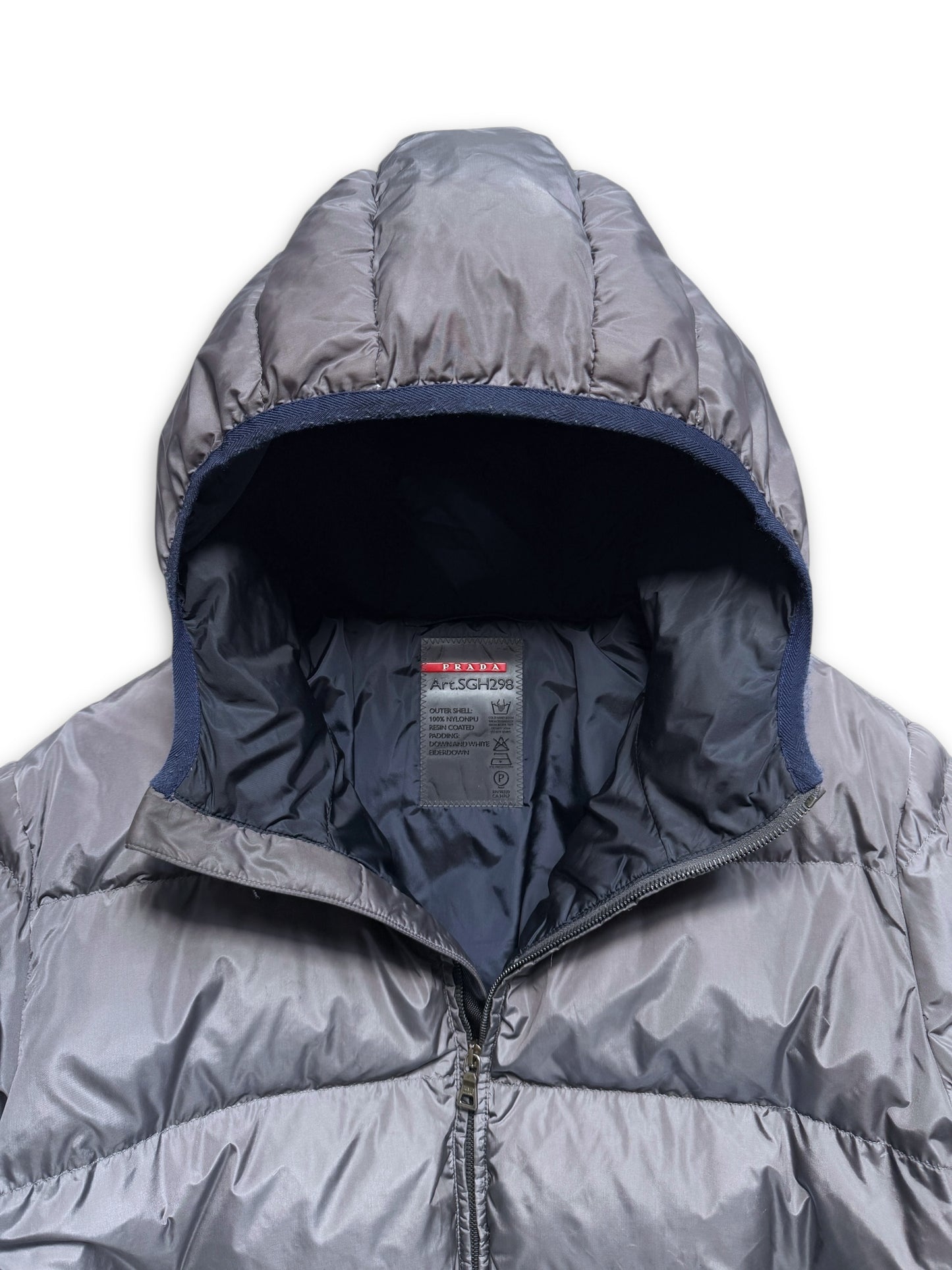 Early 2000's Prada Linea Rossa Gun Metal Grey Puffer Jacket