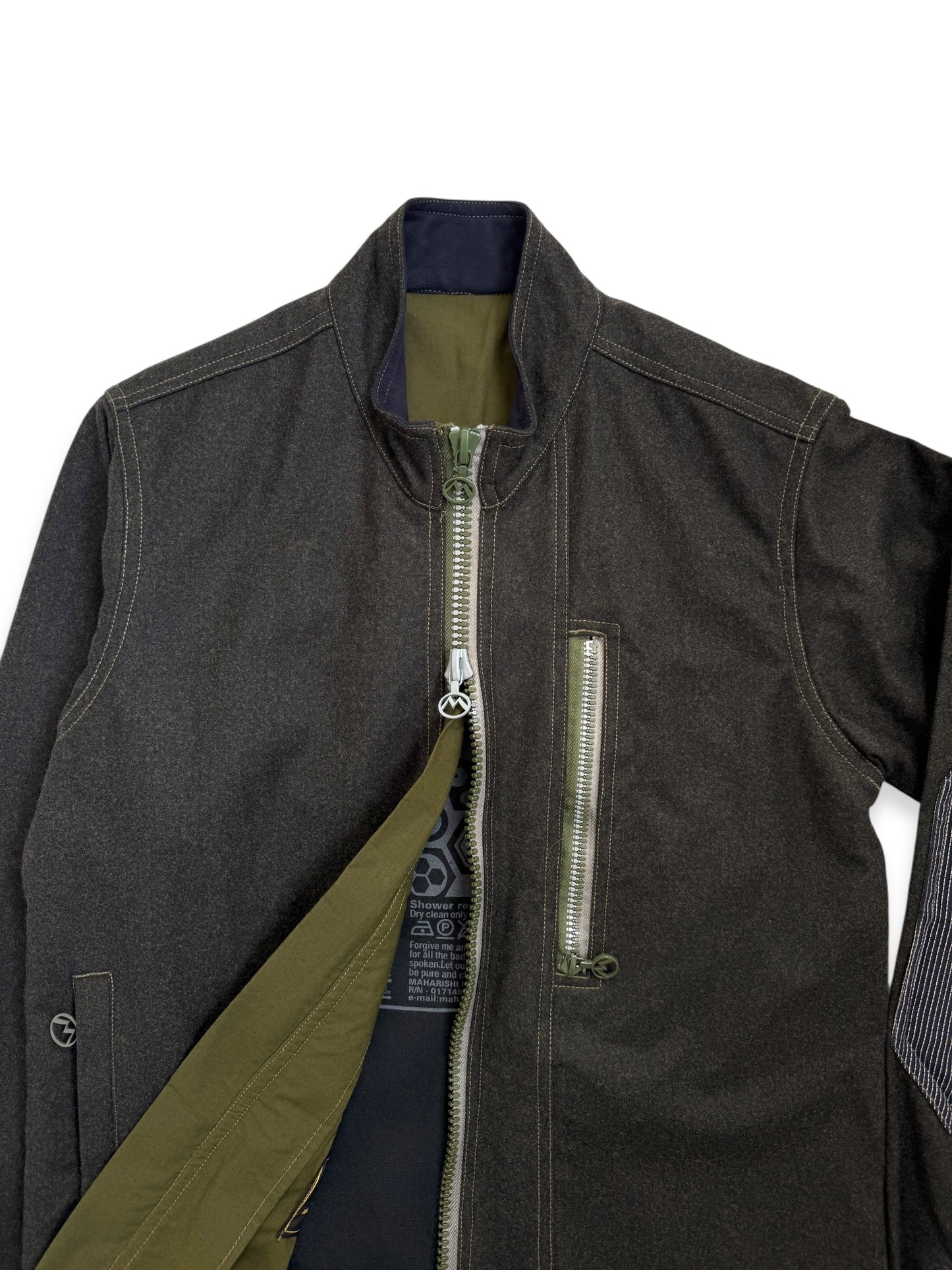 1999 Maharishi Loro Piana Storm System Wool 3M Reflective Curved Hem Jacket