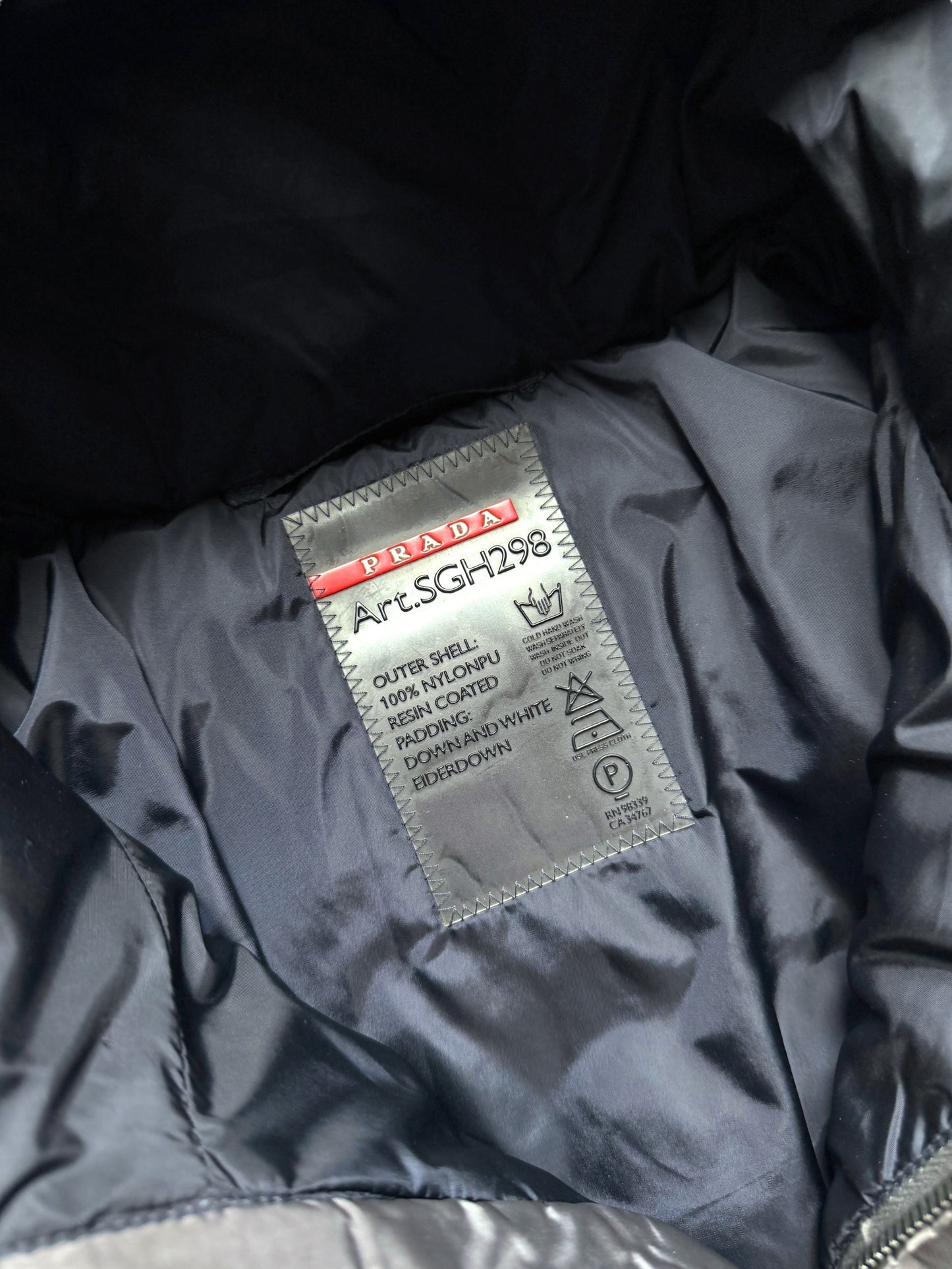 Early 2000's Prada Linea Rossa Gun Metal Grey Puffer Jacket