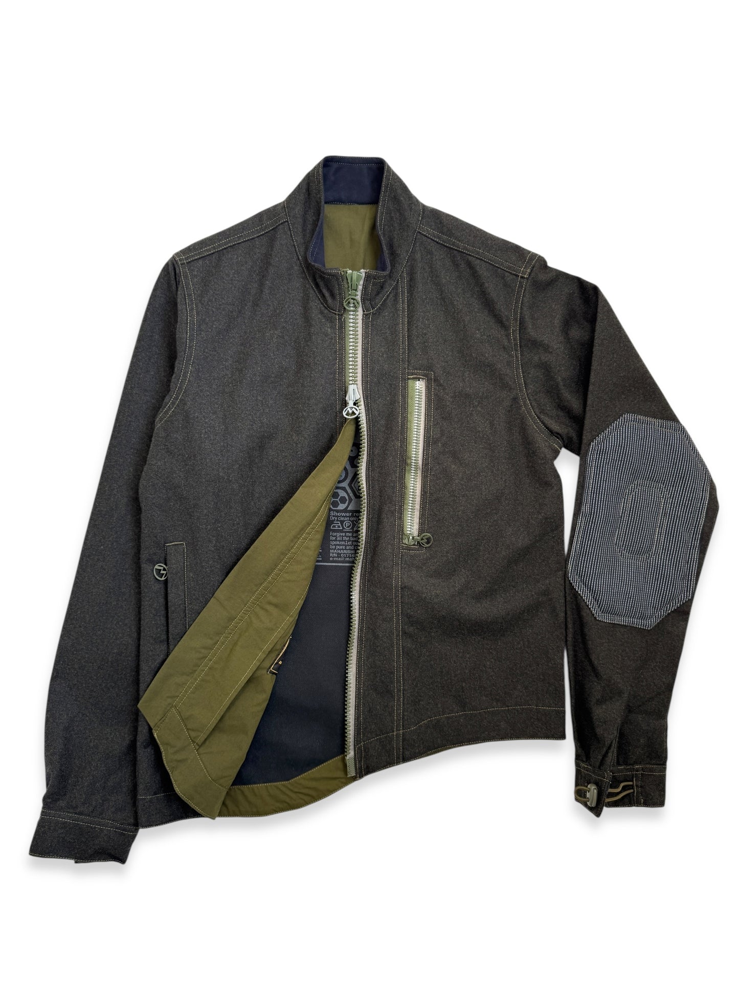 1999 Maharishi Loro Piana Storm System Wool 3M Reflective Curved Hem Jacket