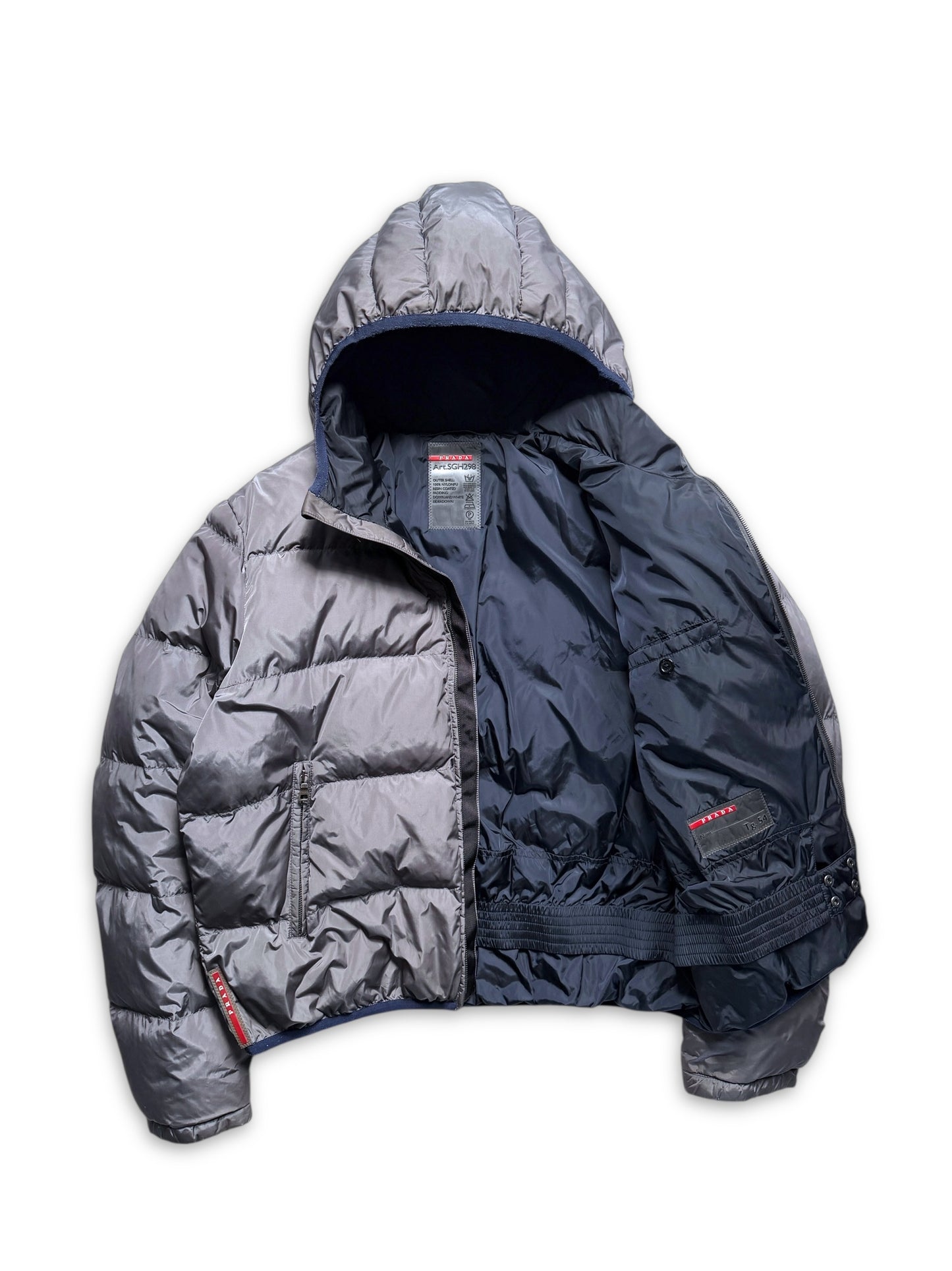 Early 2000's Prada Linea Rossa Gun Metal Grey Puffer Jacket