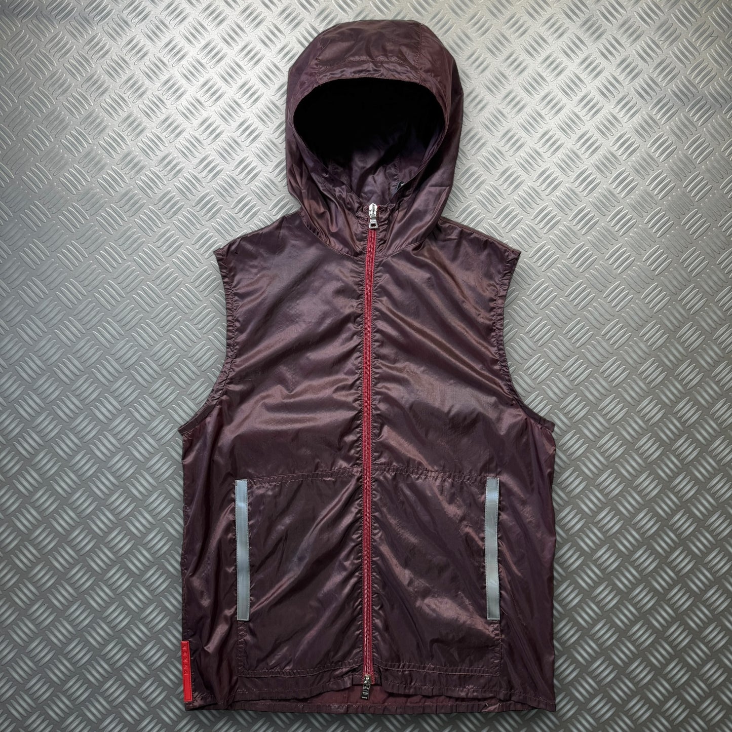 Prada Sport Burgundy Nylon Hooded Vest