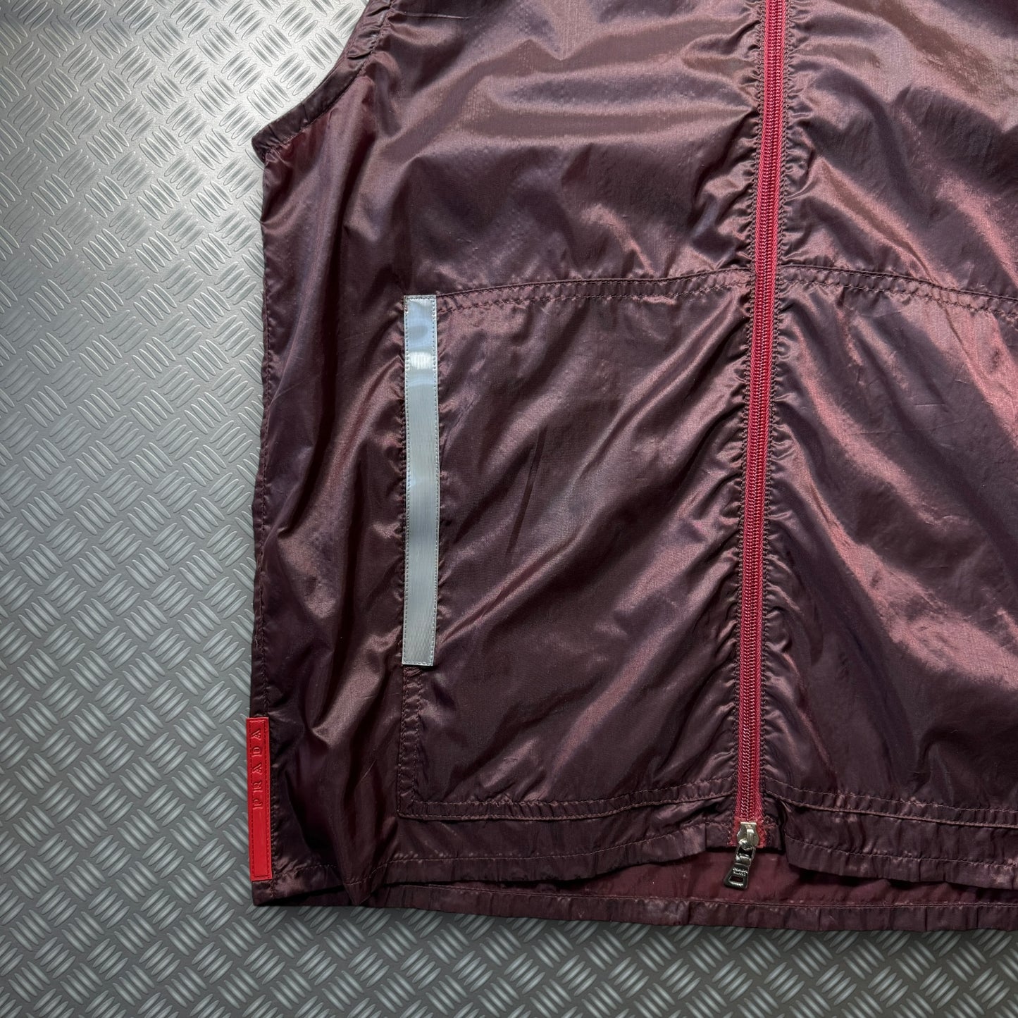 Prada Sport Burgundy Nylon Hooded Vest