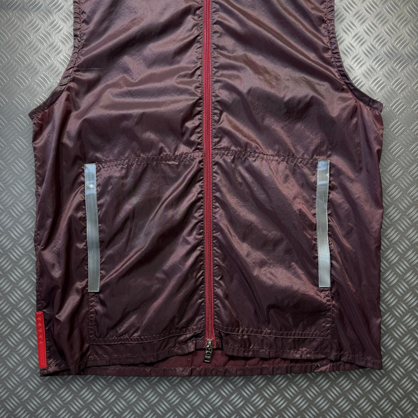 Prada Sport Burgundy Nylon Hooded Vest
