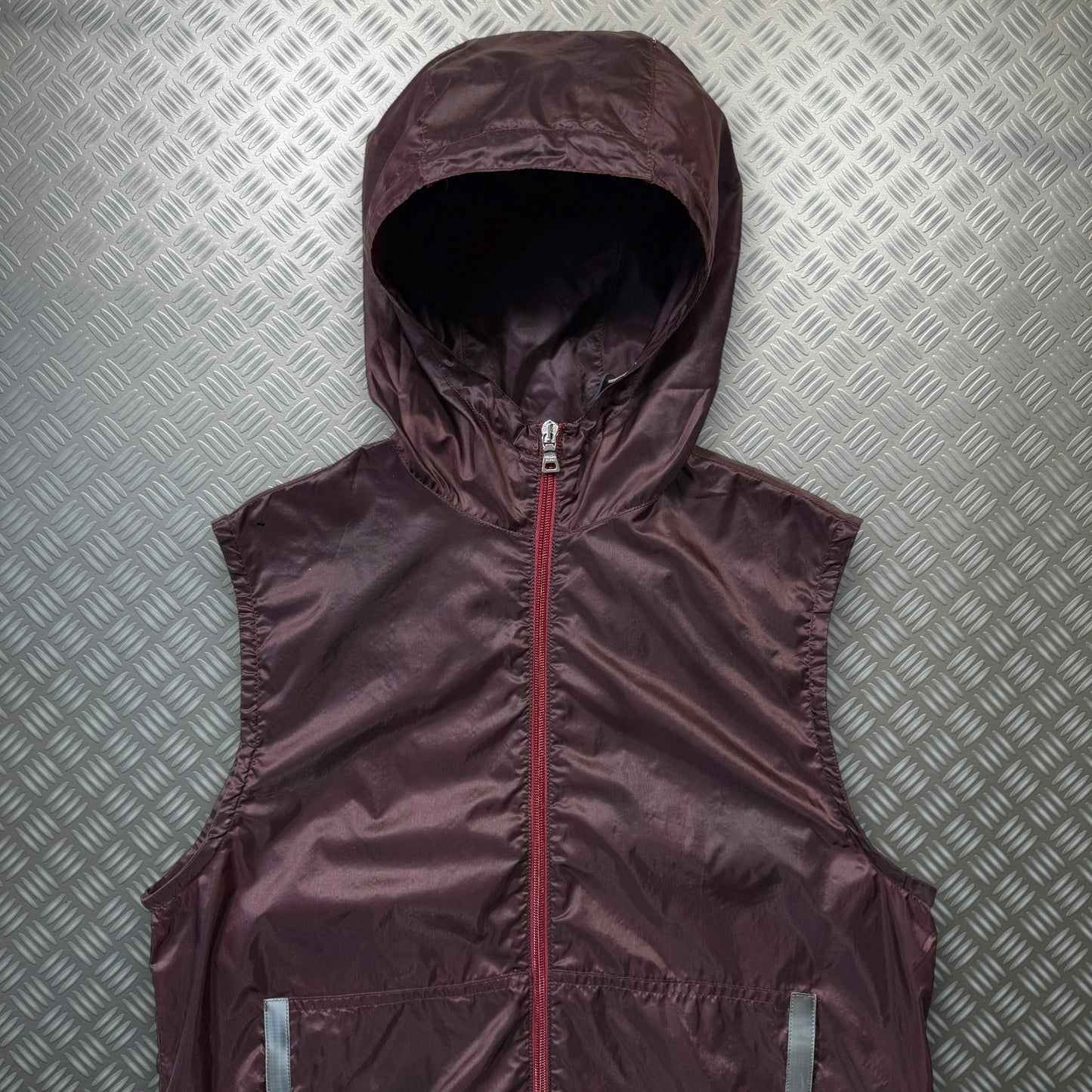 Prada Sport Burgundy Nylon Hooded Vest
