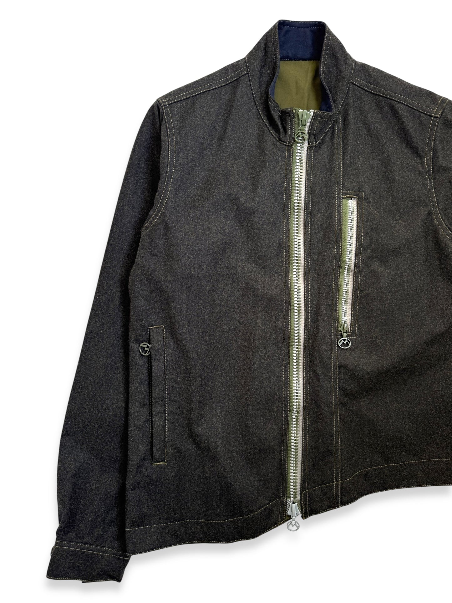 1999 Maharishi Loro Piana Storm System Wool 3M Reflective Curved Hem Jacket
