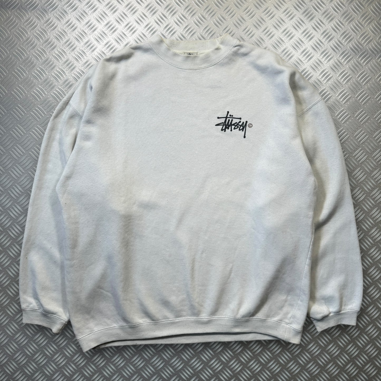 Late 1990's Stüssy Off White Sweatshirt - Extra Large