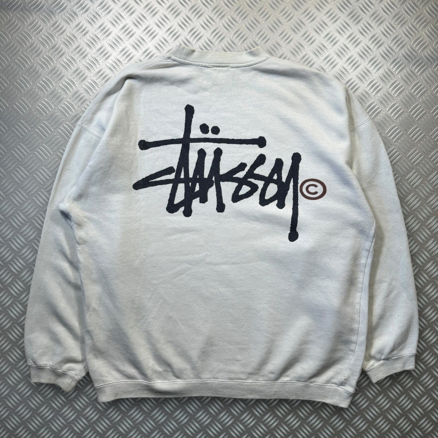 Late 1990's Stüssy Off White Sweatshirt - Extra Large