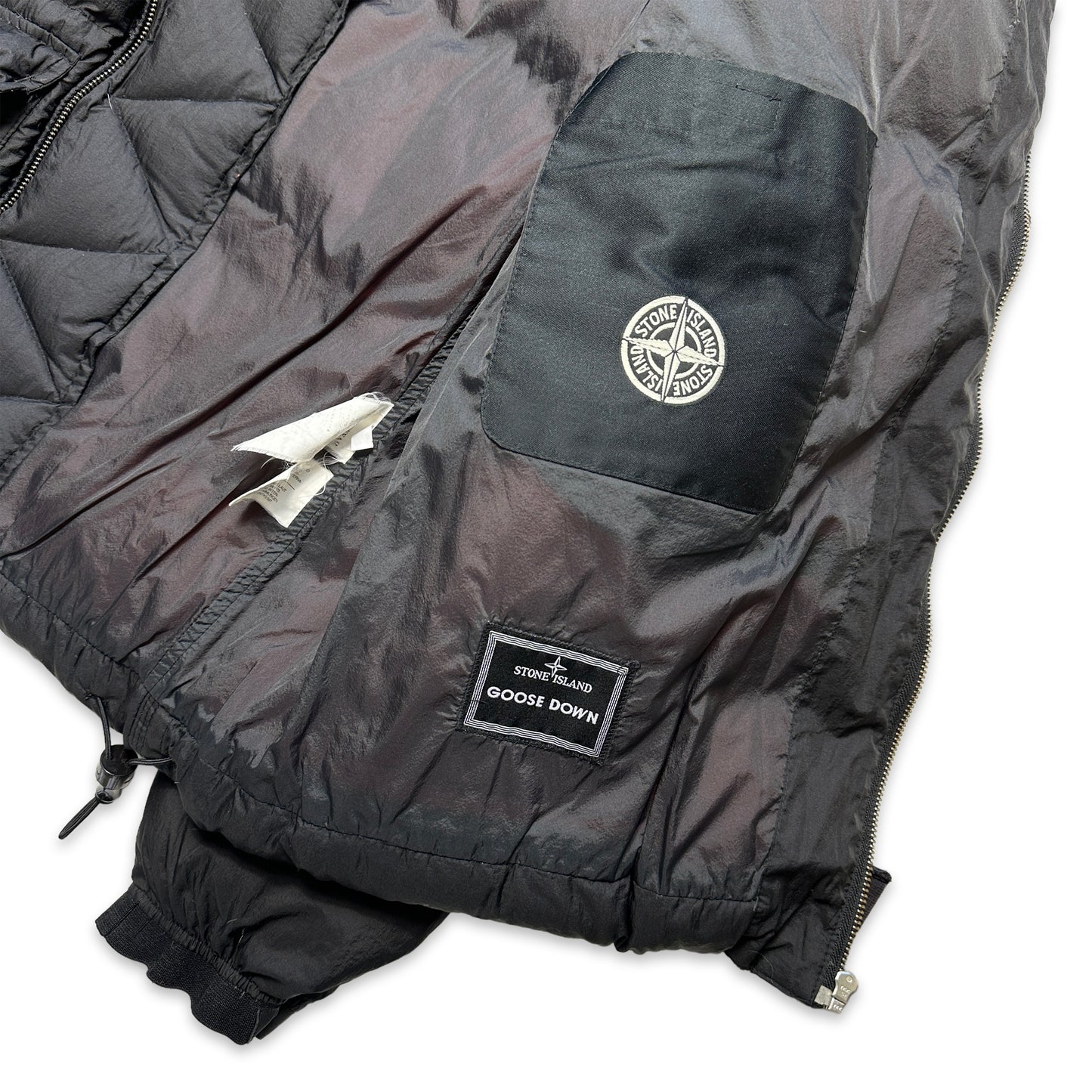 AW08' Stone Island Black Off Centre Zip Opaque Puffer Jacket - Medium