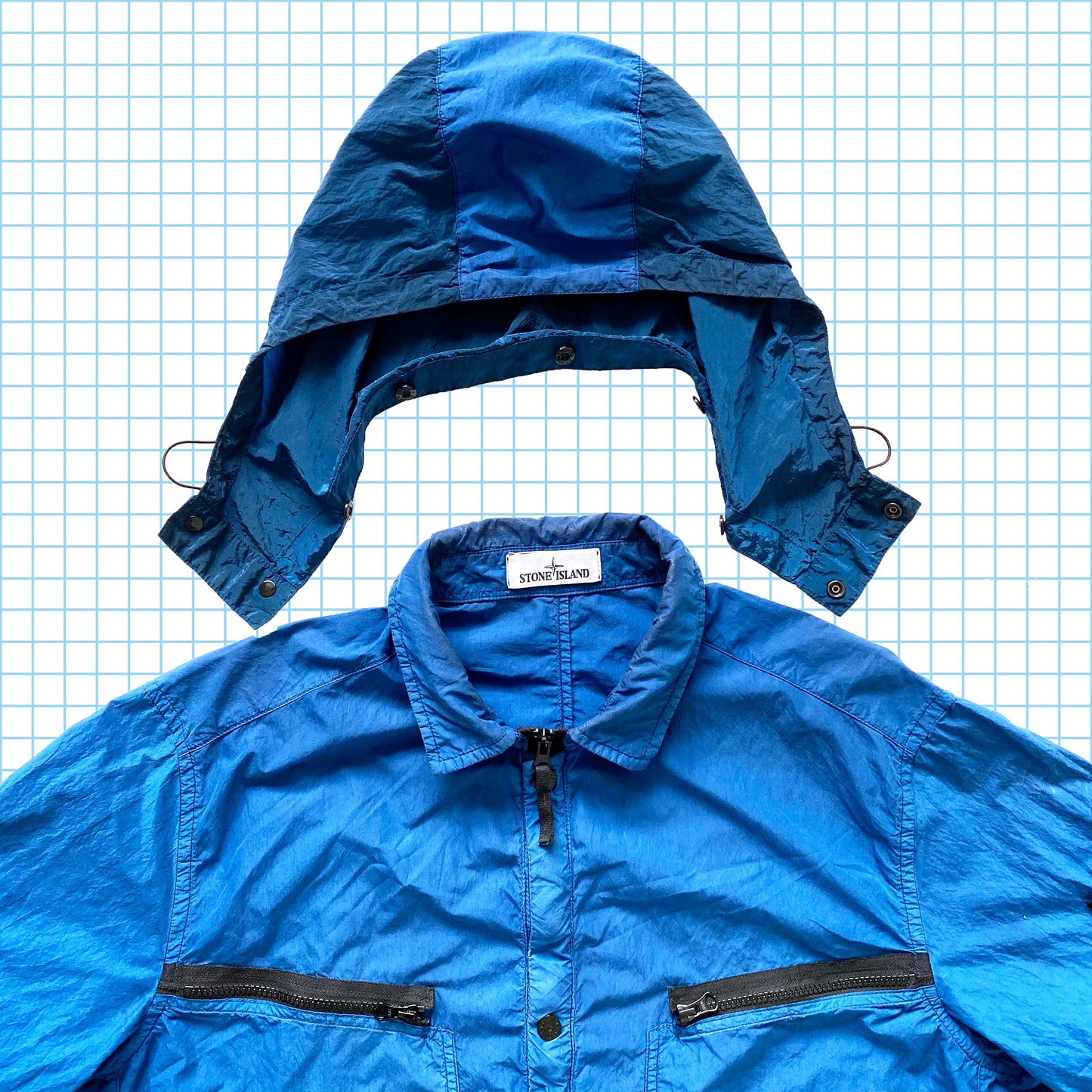 Stone Island Double Zip Pocket Nylon Metal Hooded Overshirt SS15’ - Extra Large / Extra Extra Large