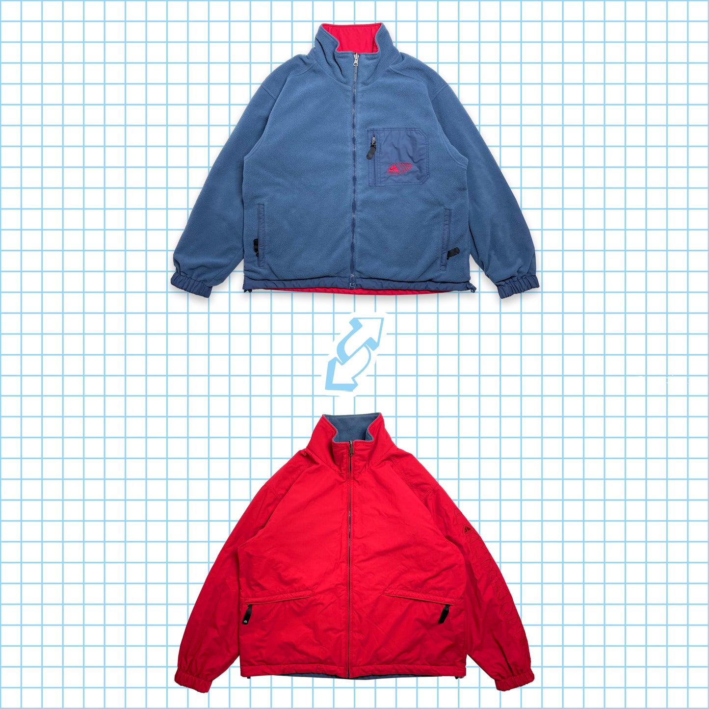 Nike ACG Nylon / Fleece Reversible Jacket Fall 00' - Large / Extra Large