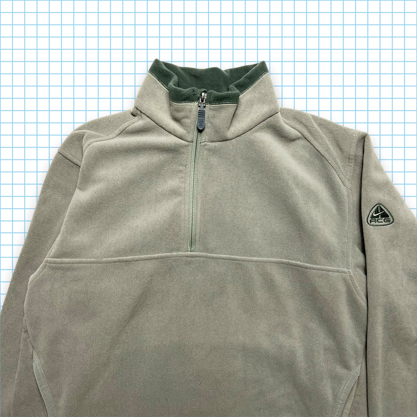 Nike ACG Khaki/Grey Quarter Zip Fleece - Small / Medium