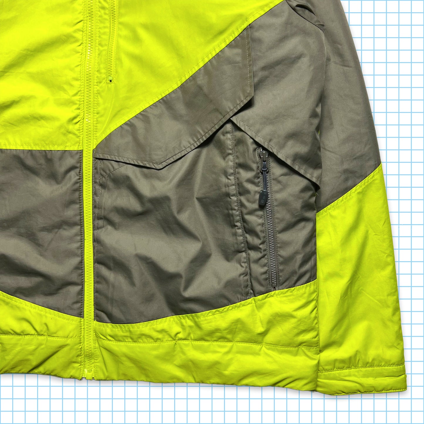 Nike ACG Volt Green Fleece Nylon Reversible Jacket - Extra Large