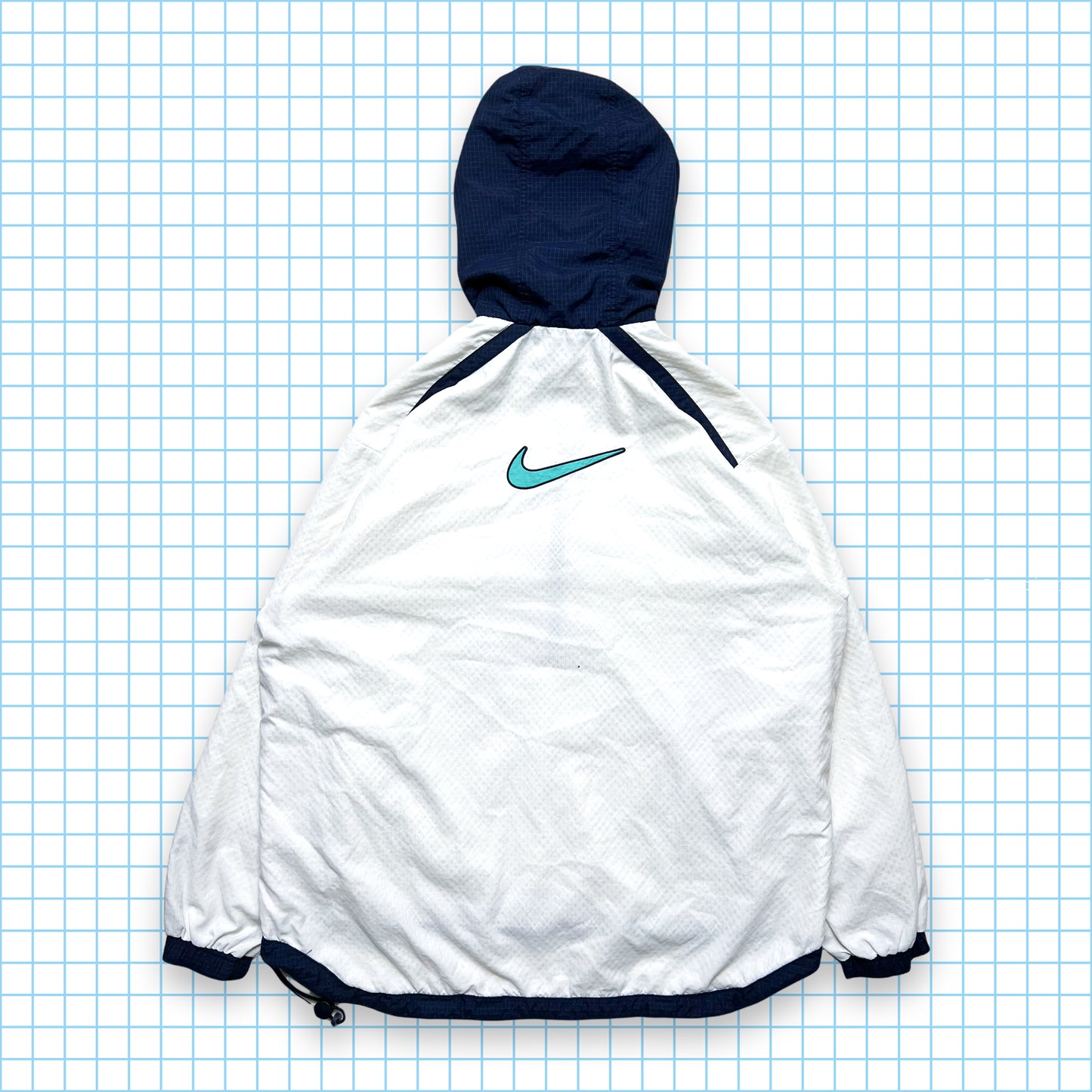 Vintage Nike Blue/White Big Swoosh Quarter Zip Pullover - Medium / Large