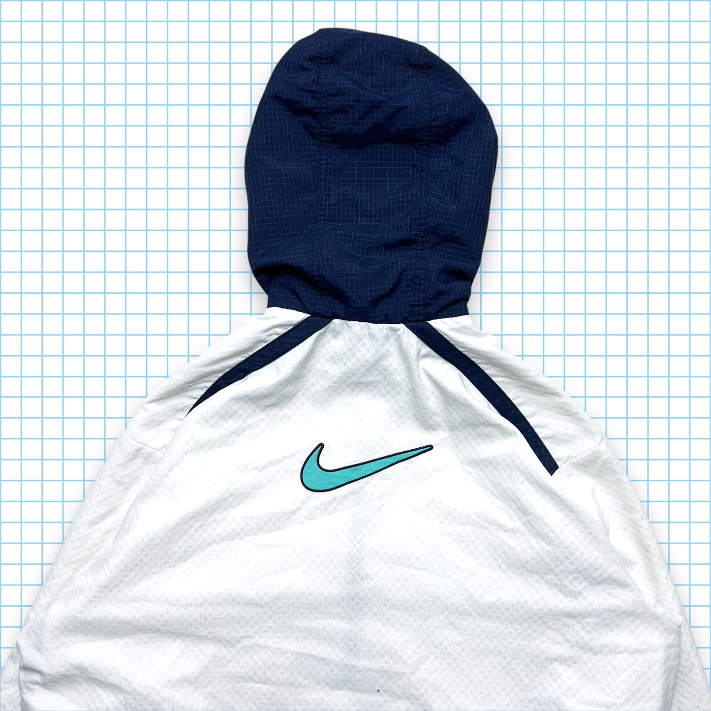 Vintage Nike Blue/White Big Swoosh Quarter Zip Pullover - Medium / Large