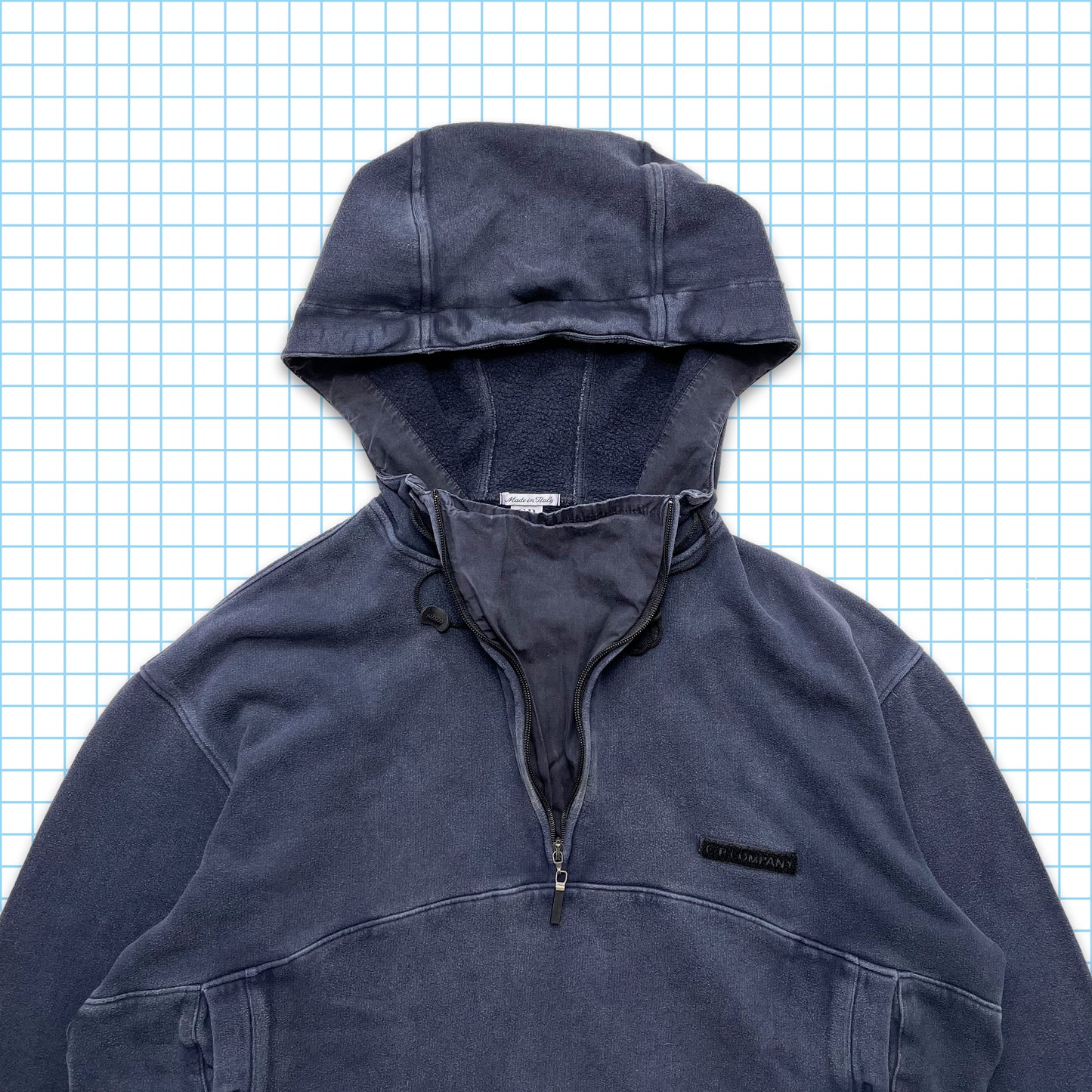 Vintage CP Company Washed Navy Quarter Zip Smock Pullover Hoodie AW99' - Extra Large / Extra Extra Large