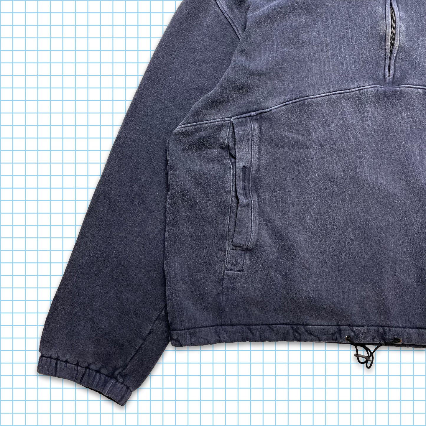 Vintage CP Company Washed Navy Quarter Zip Smock Pullover Hoodie AW99' - Extra Large / Extra Extra Large