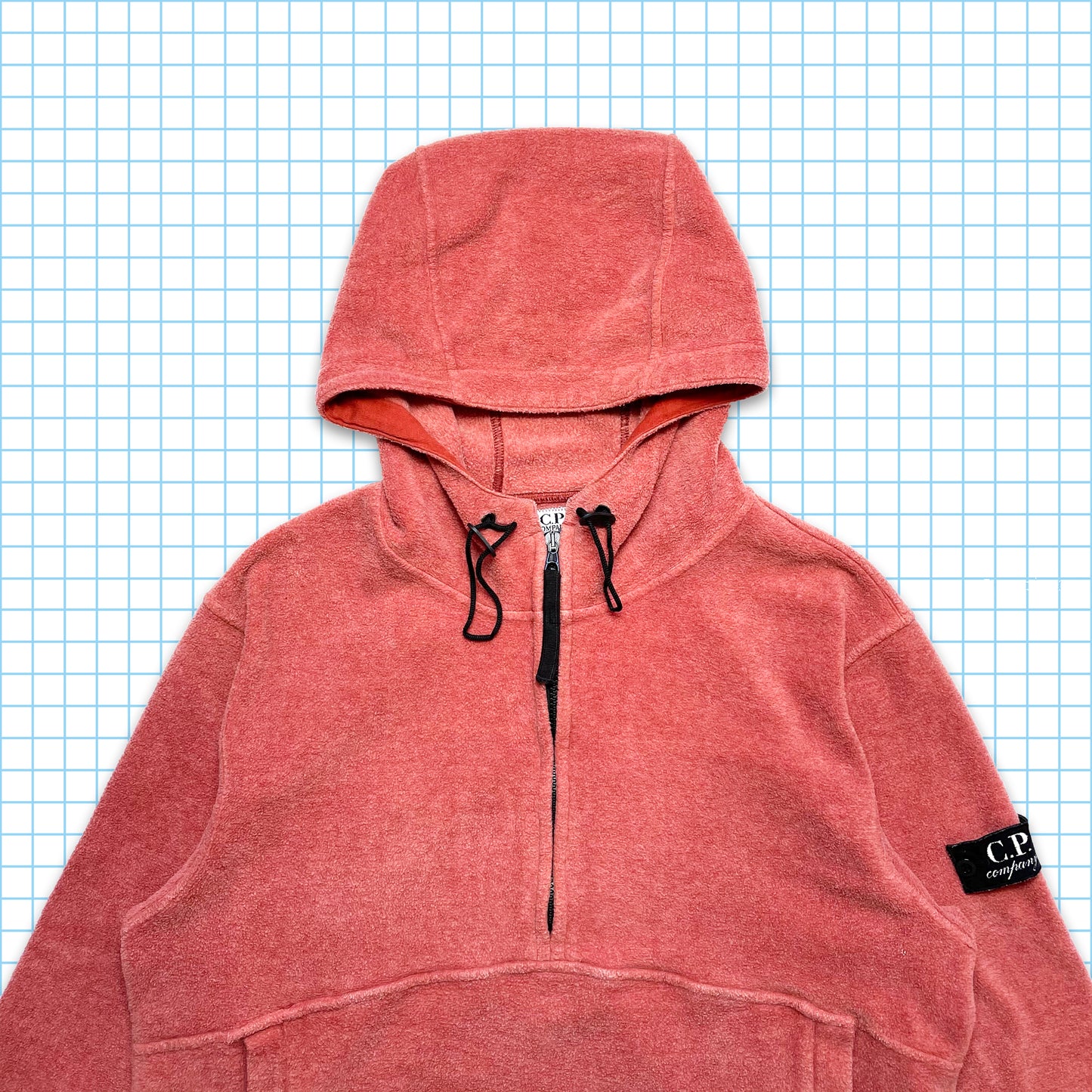 Vintage CP Company Peach Towelling Quarter Zip Anorak AW00' - Medium / Large