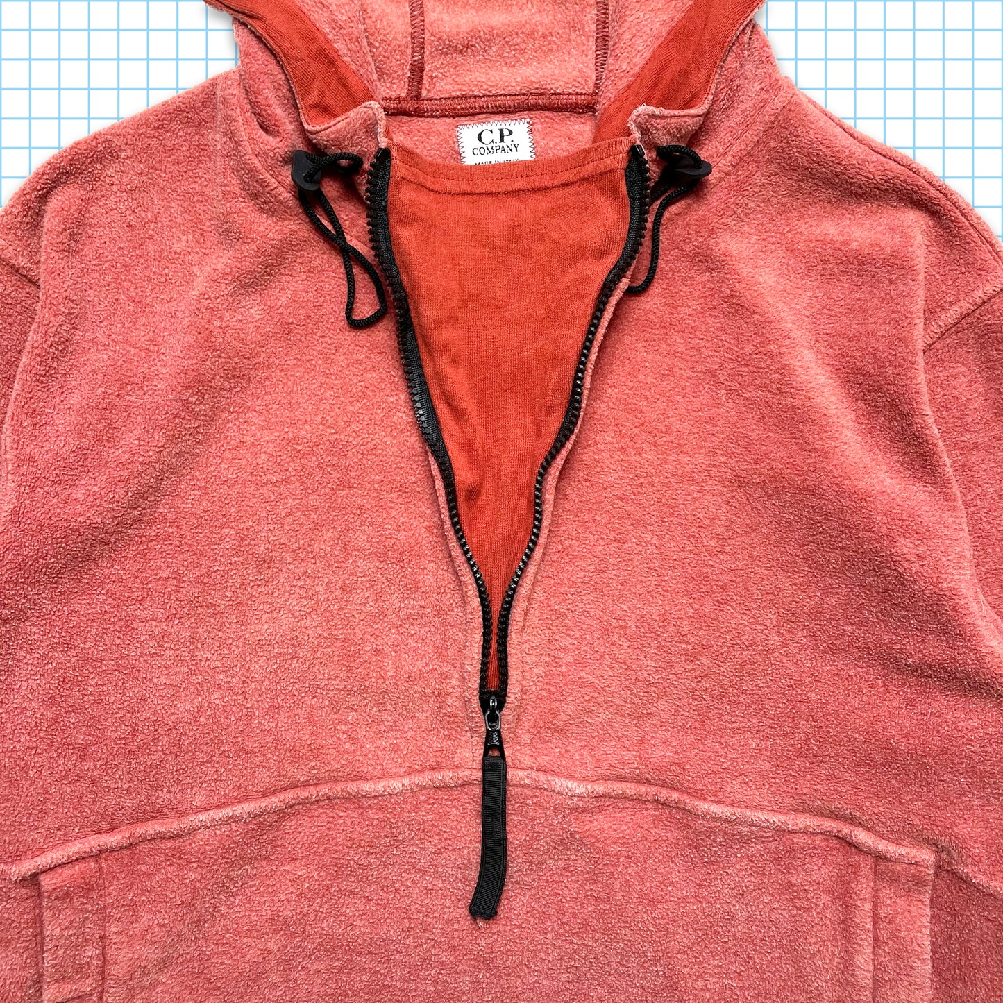 Vintage CP Company Peach Towelling Quarter Zip Anorak AW00' - Medium / Large
