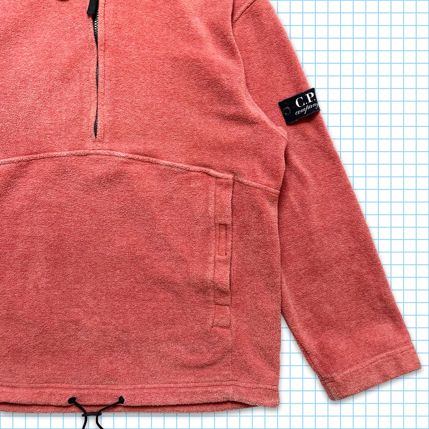 Vintage CP Company Peach Towelling Quarter Zip Anorak AW00' - Medium / Large