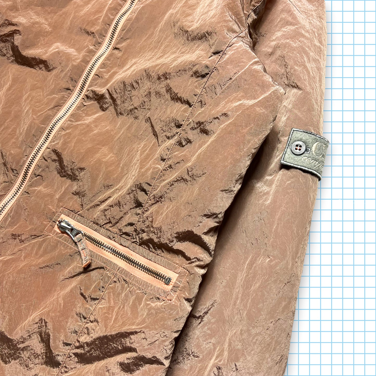 CP Company Salmon Pink Nylon Metal / Quilted Reversible Jacket - Small