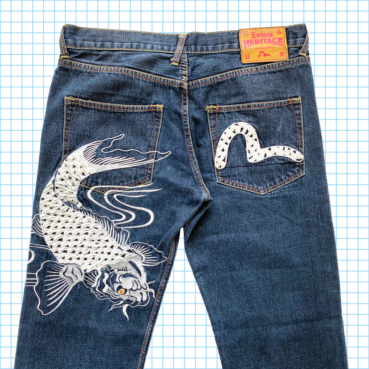 Evisu 鯉鯉刺繍セルビッジデニムジーンズ - 34/36インチウエスト – Holsales