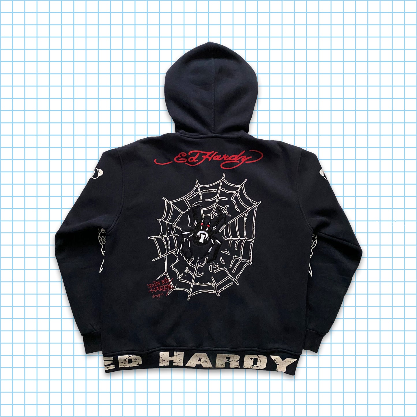 vintage Ed Hardy 'Dishonour' Sweat à capuche zippé - Grand / Extra Large