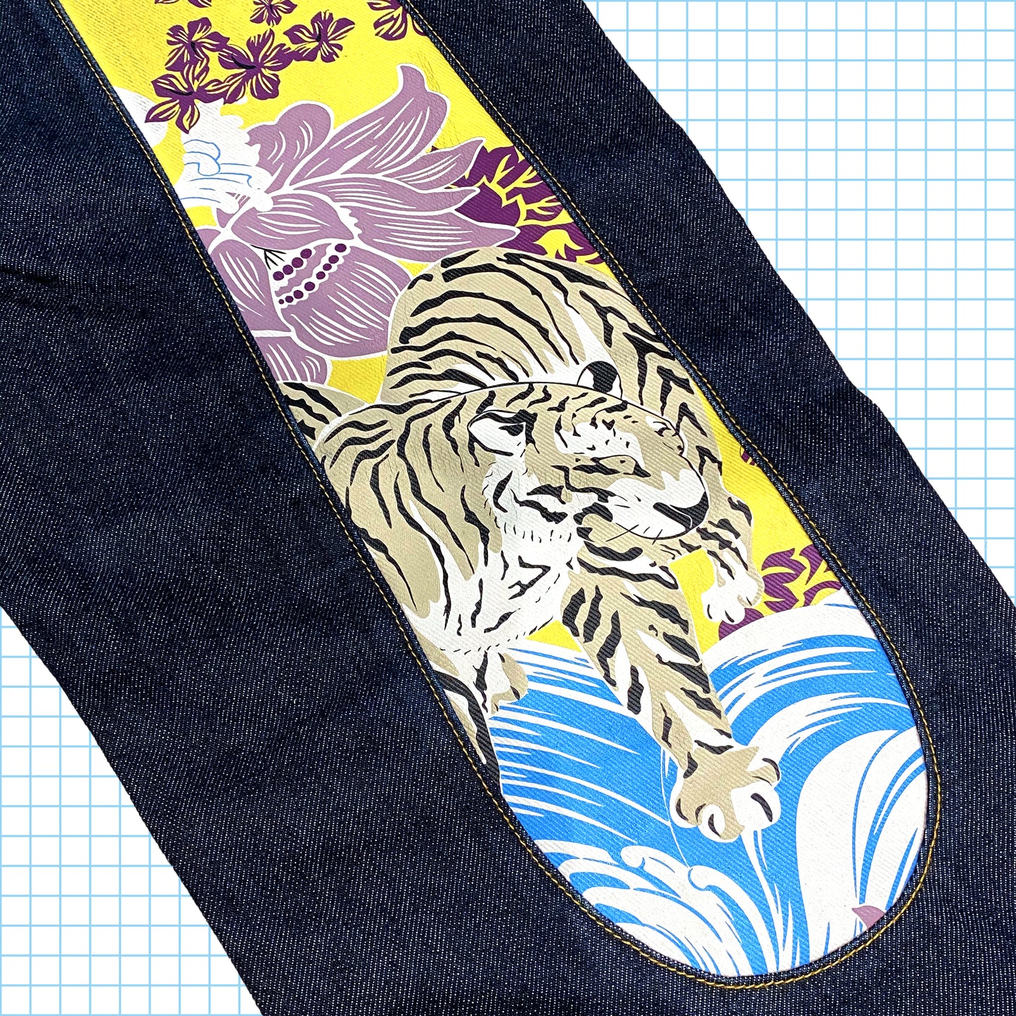 Denim selvedge tigre blanc Evisu